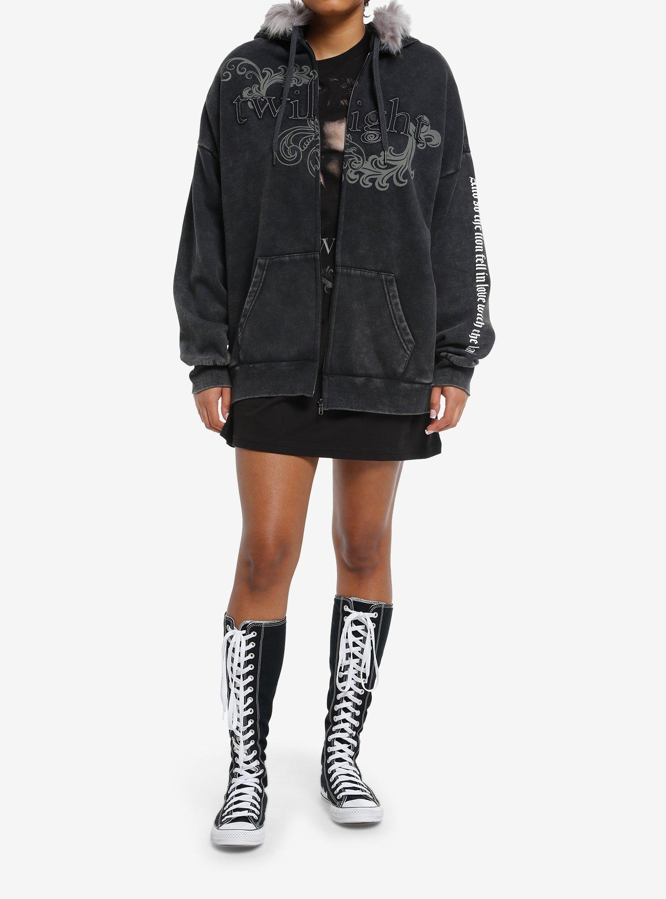 The Twilight Saga Filigree Fuzzy Hood Girls Oversized Hoodie, MULTI, alternate