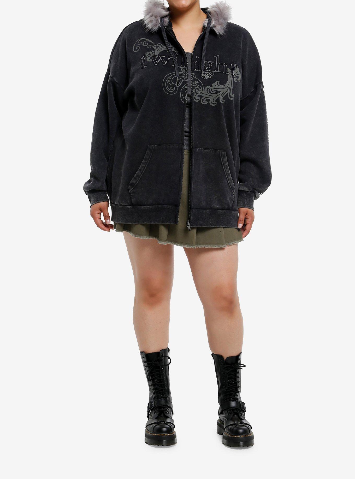 The Twilight Saga Filigree Fuzzy Hood Girls Oversized Hoodie, MULTI, alternate