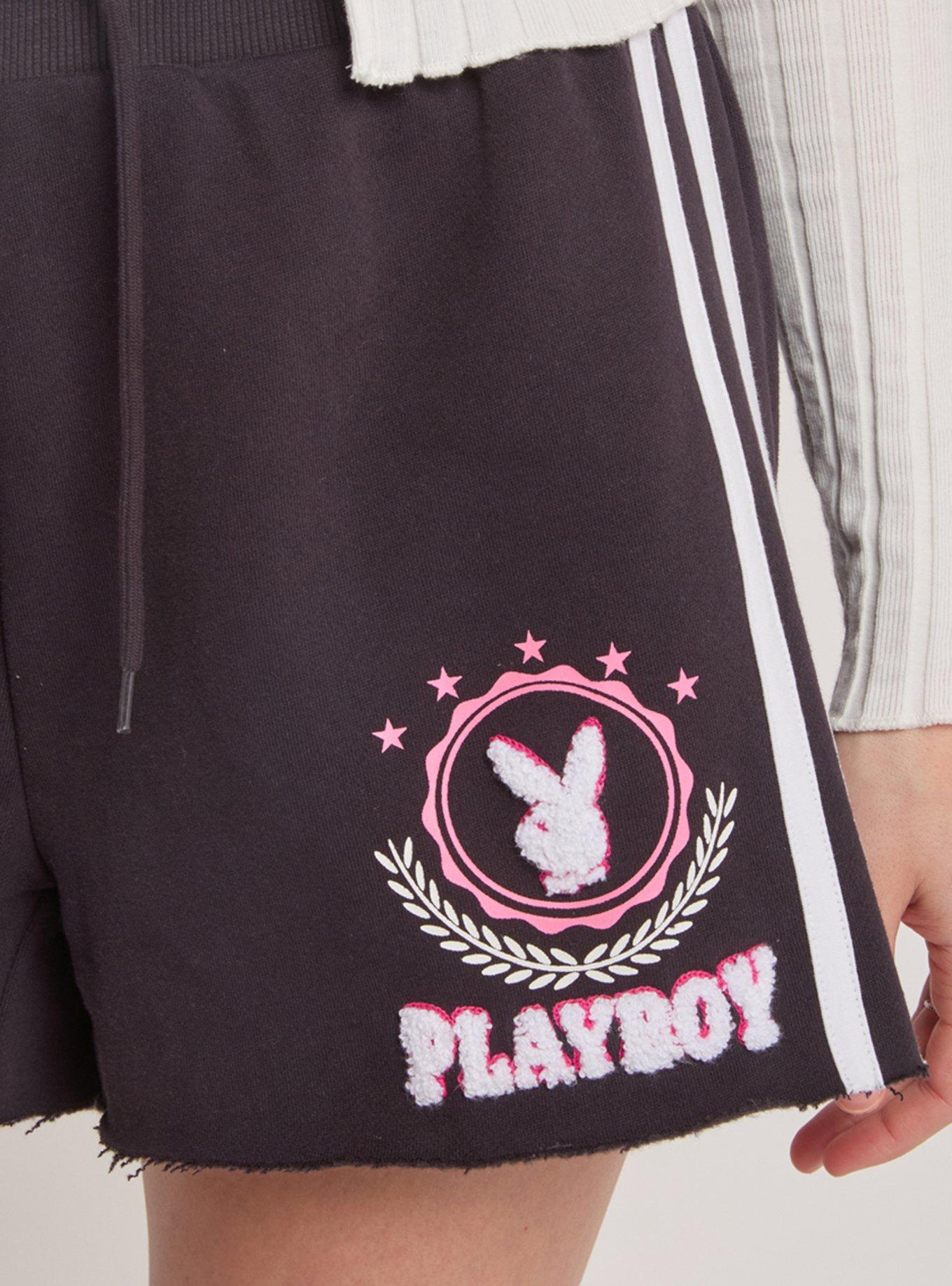 Playboy Black & White Colorblocked Varsity Short, BLACK  WHITE, alternate