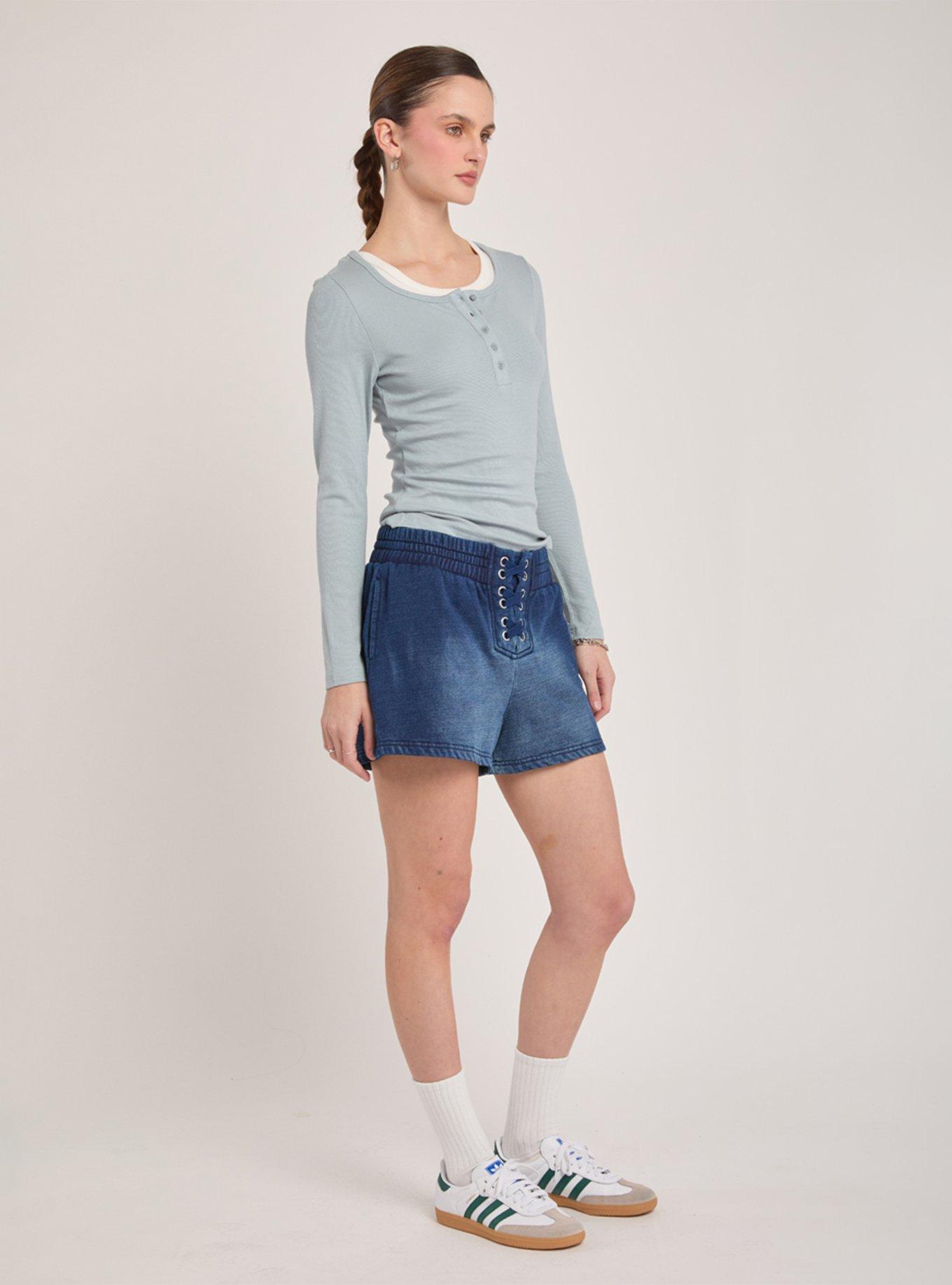 Playboy Indigo Knit Lace-Up Short, , hi-res