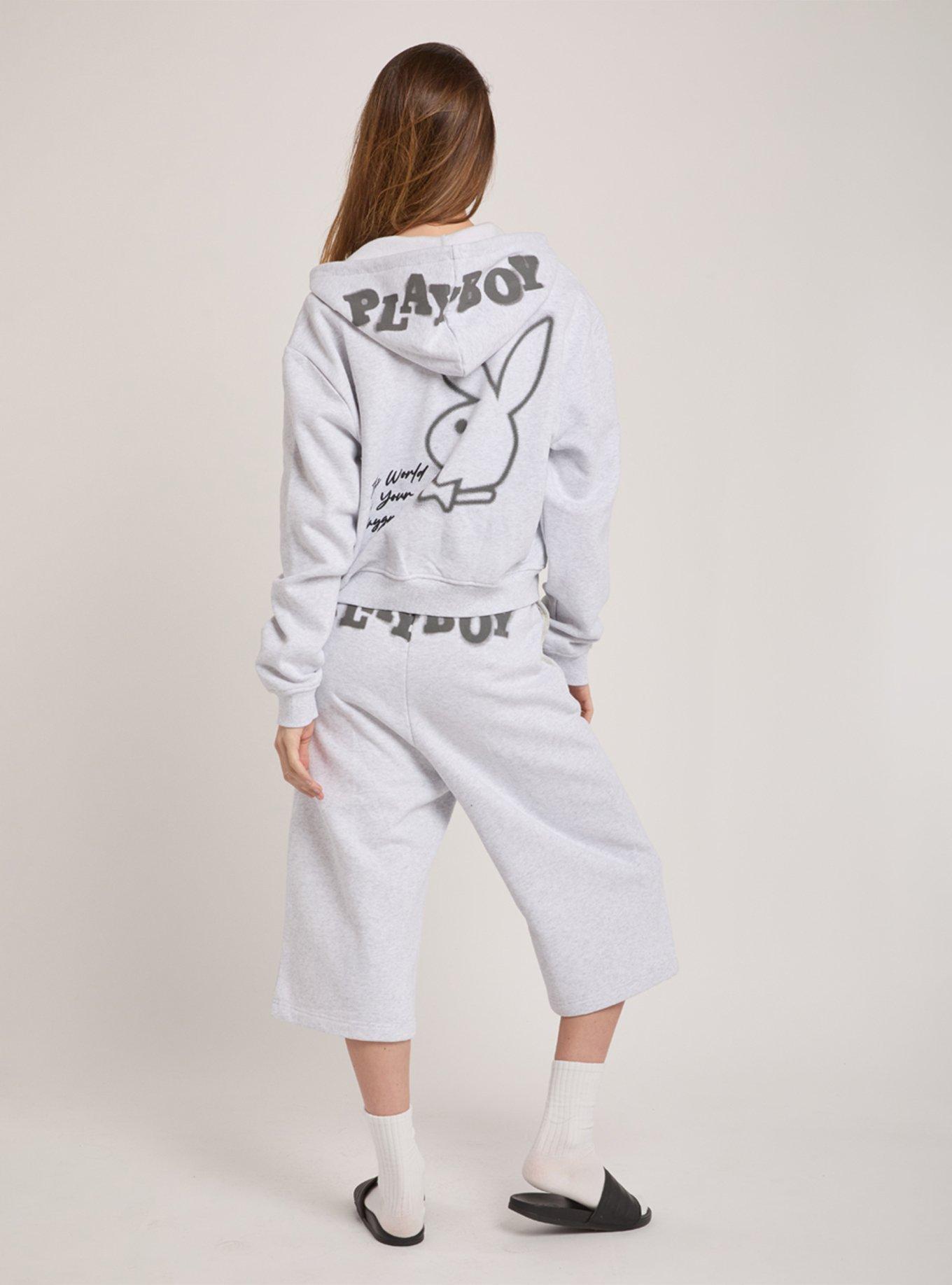 Playboy Grey Graffiti Print Zip-Up Hoodie, , hi-res