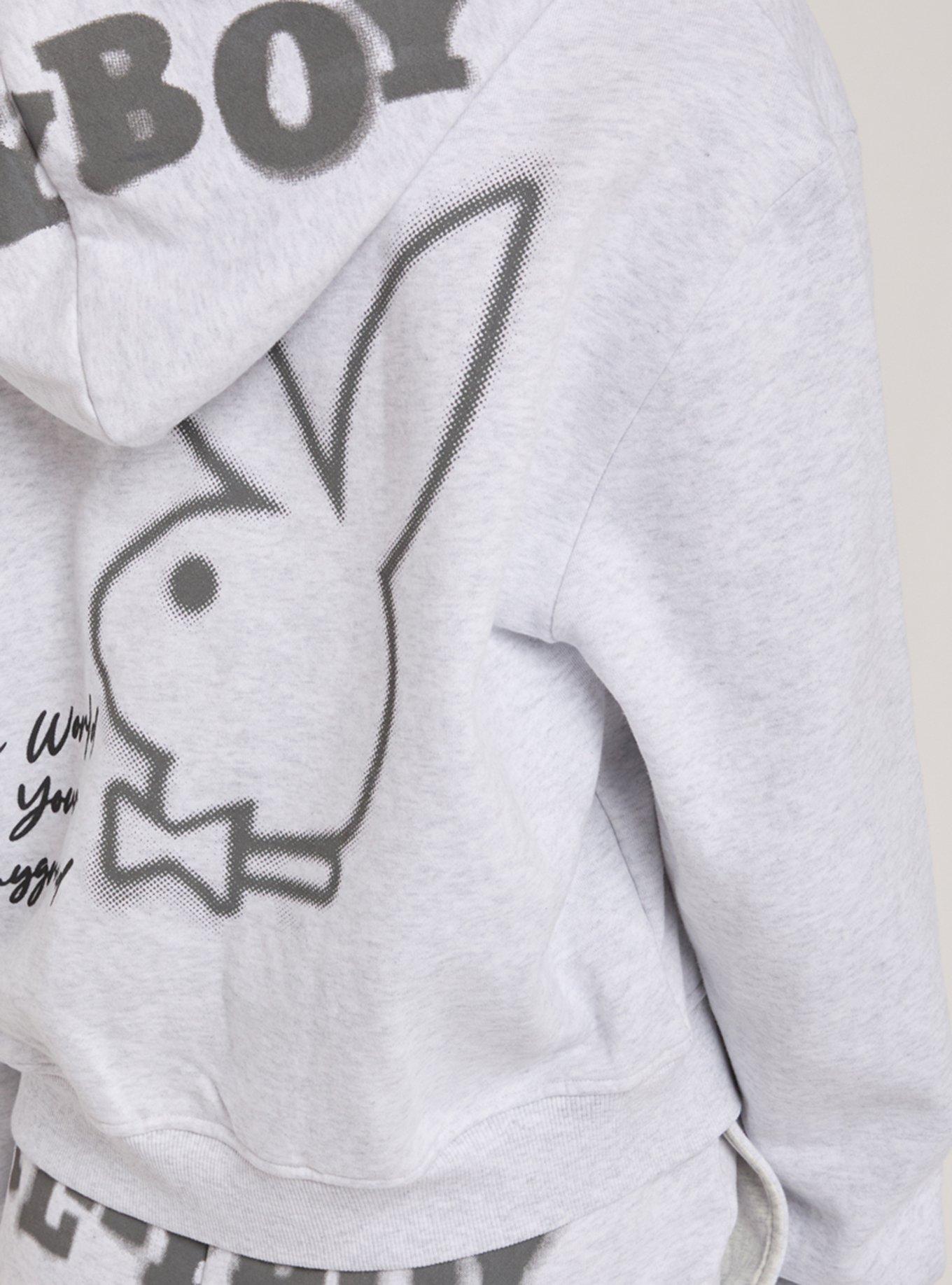 Playboy Grey Graffiti Print Zip-Up Hoodie, GREY, alternate