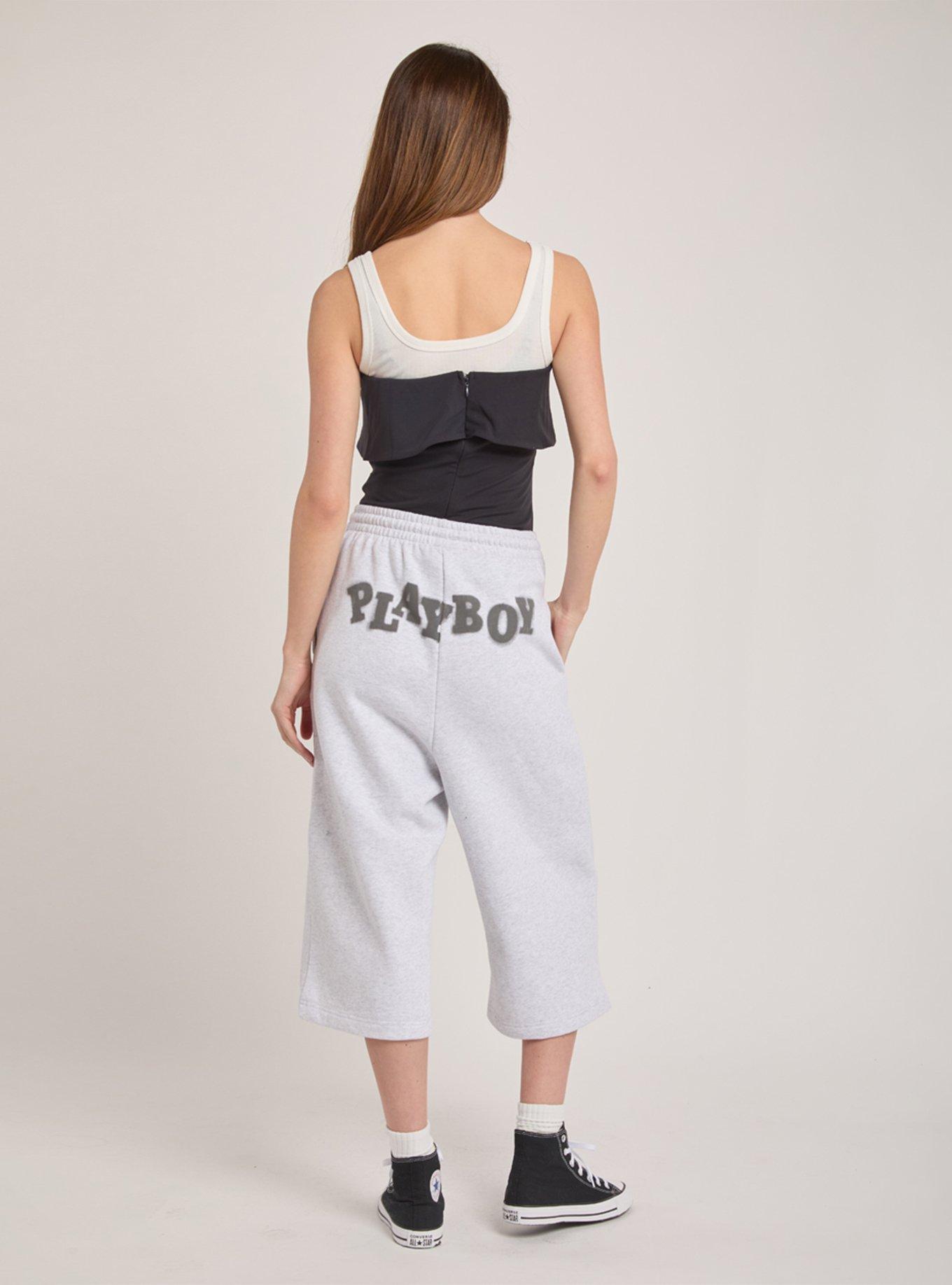 Playboy Grey Graffiti Print Jort, GREY, alternate