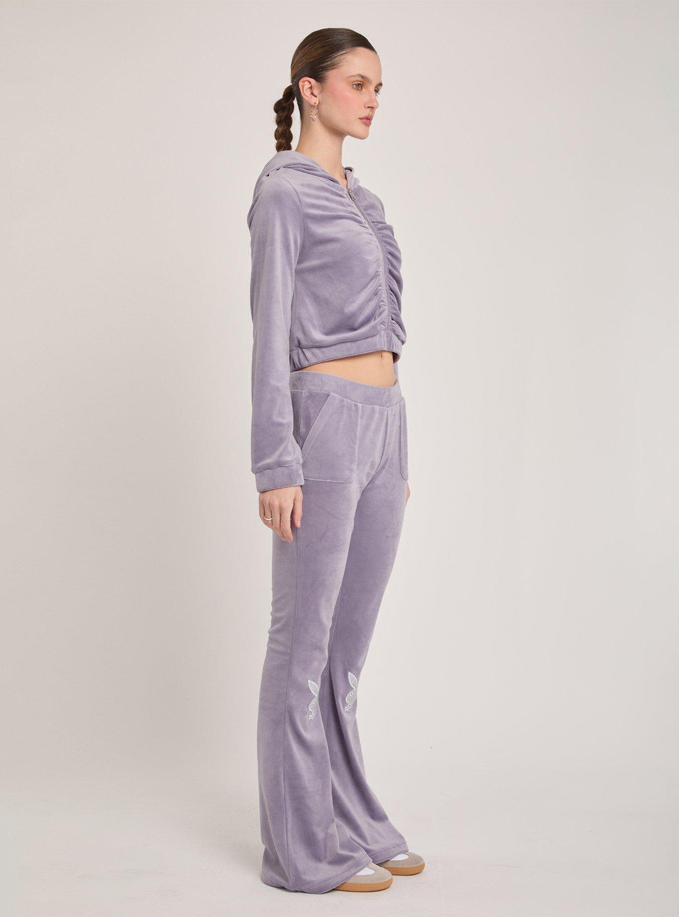Playboy Lavender Applique Ruched Velour Jacket, , hi-res
