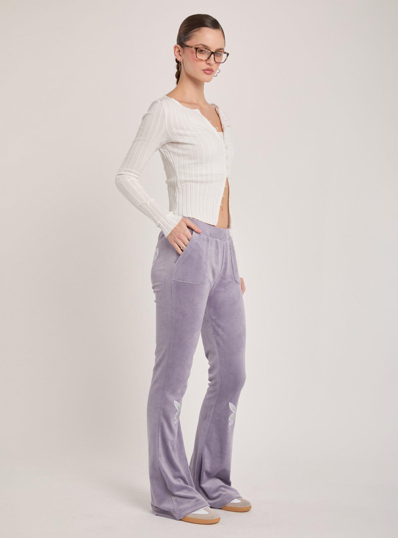 Playboy Lavender Applique Velour Bottom, , hi-res