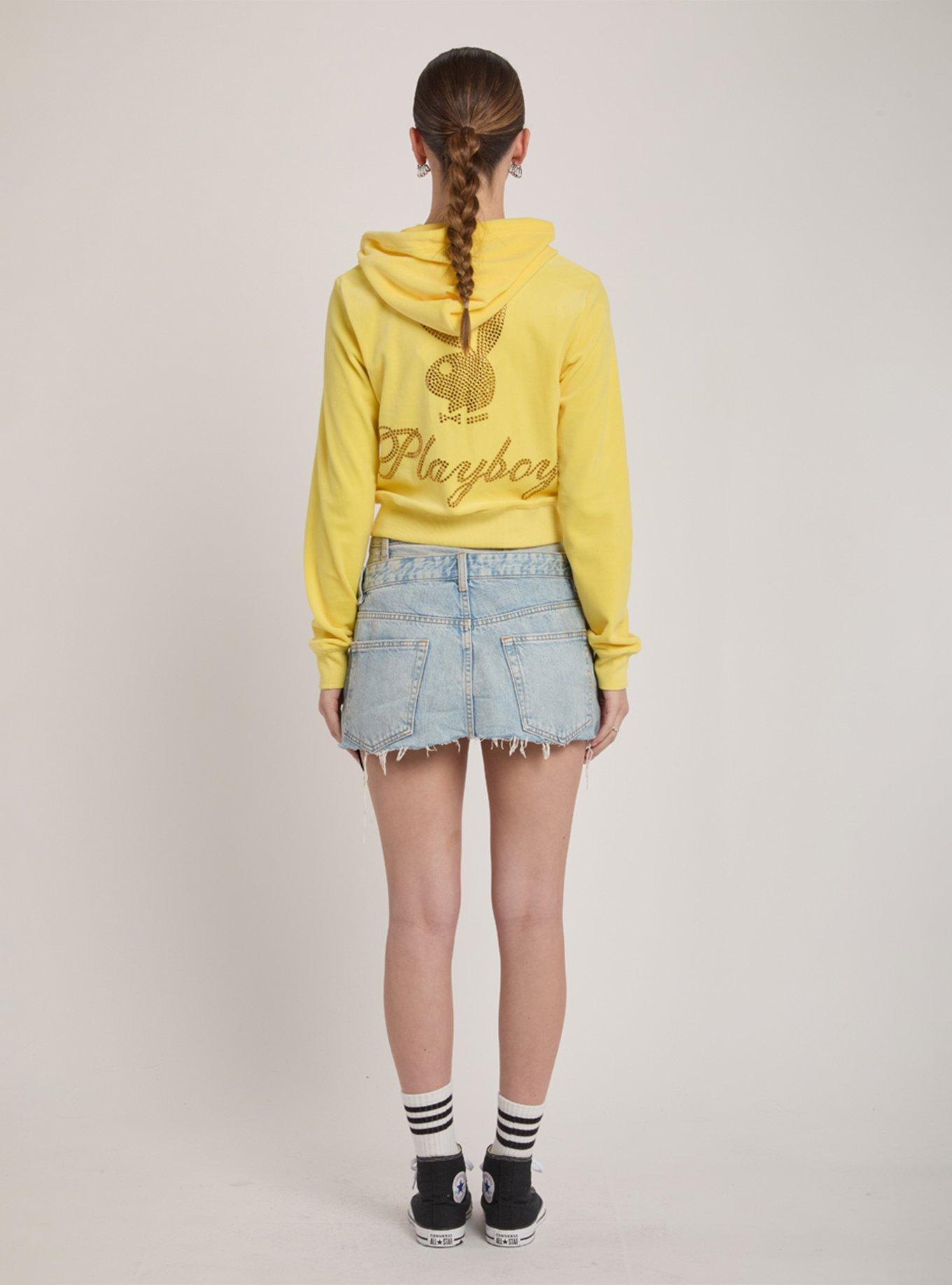 Playboy Yellow Gold Rhinestone Velour Jacket, GOLD, alternate