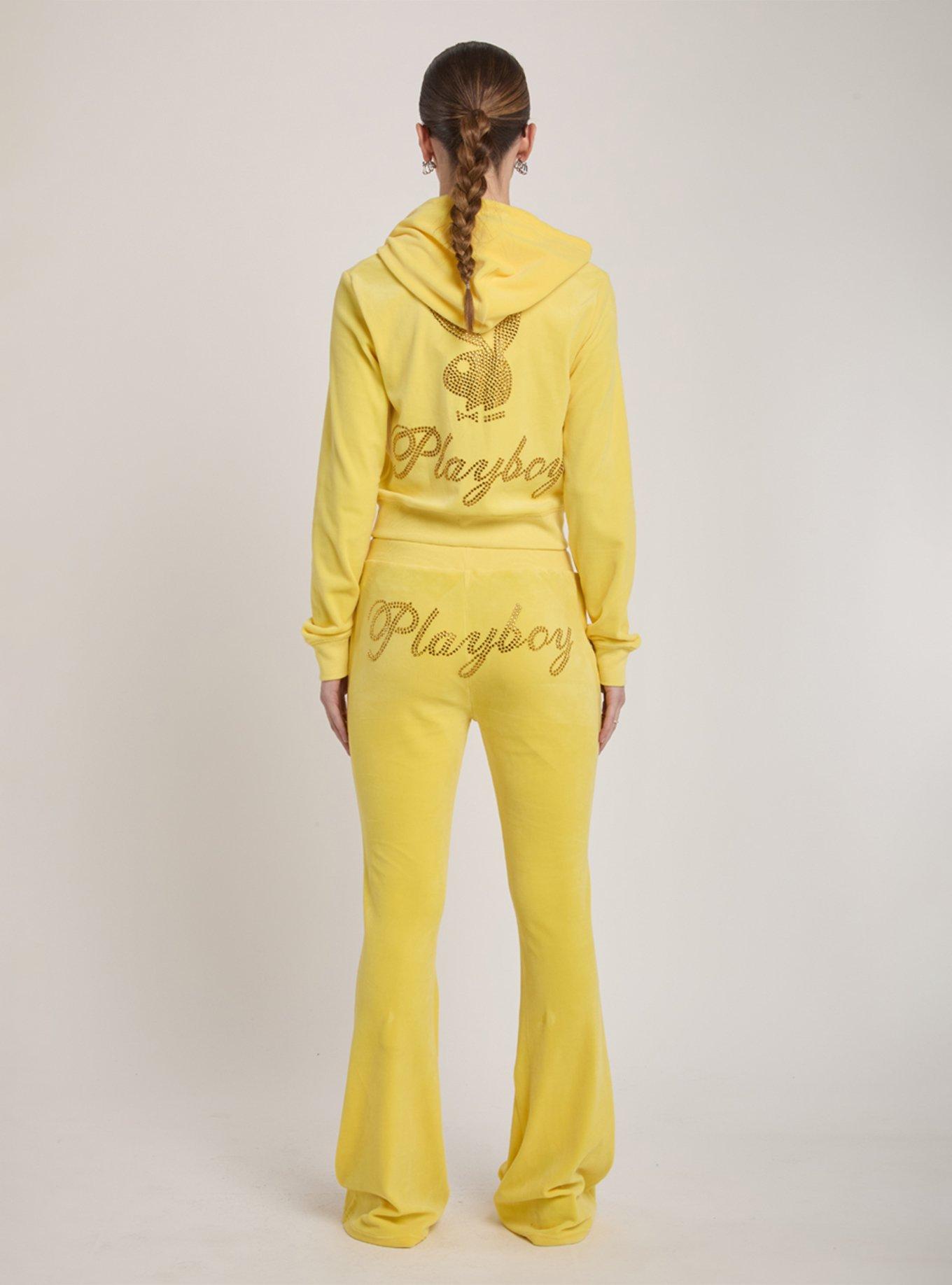 Playboy Yellow Gold Rhinestone Velour Bottom, GOLD, alternate