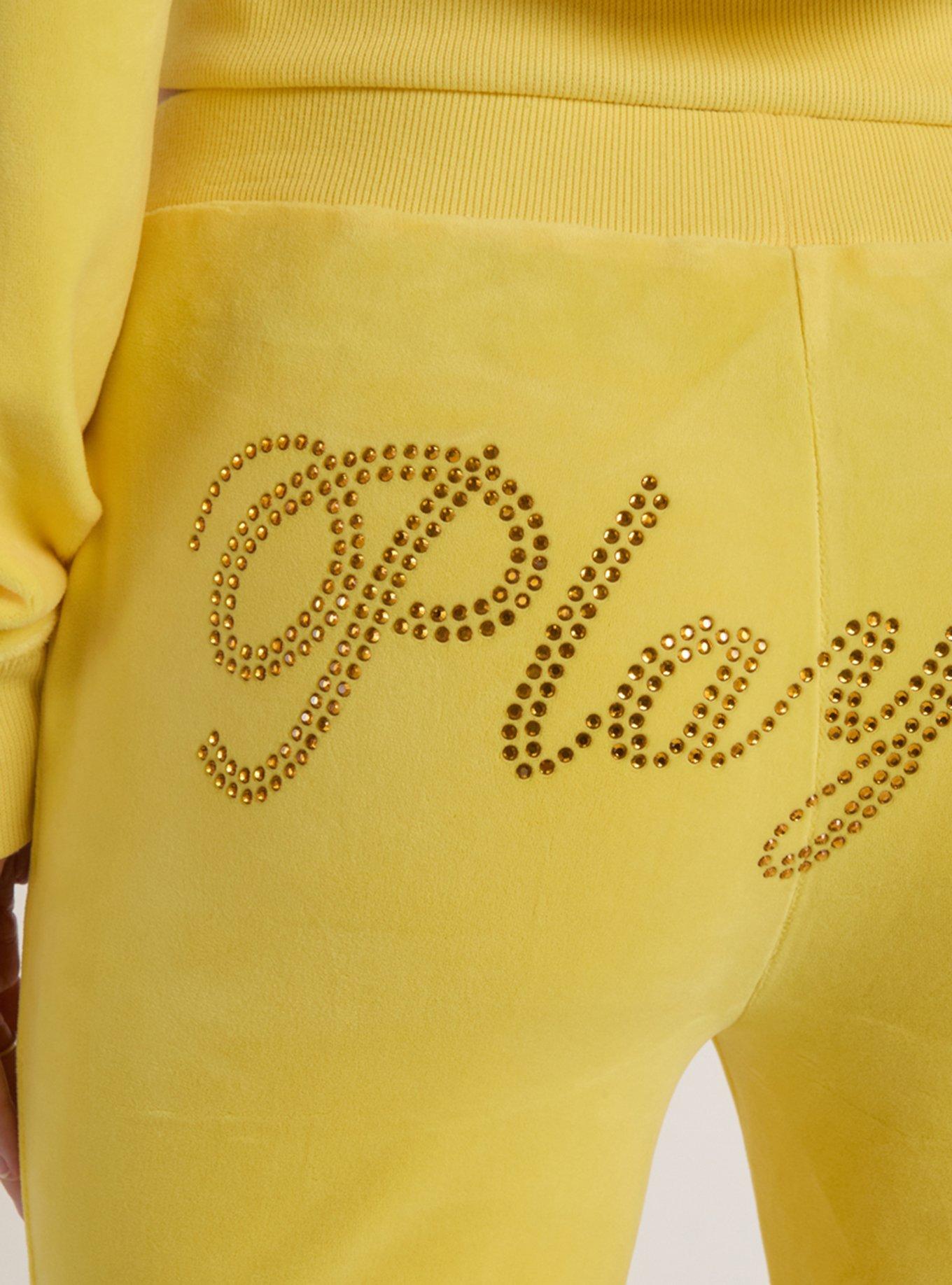 Playboy Yellow Gold Rhinestone Velour Bottom, GOLD, alternate