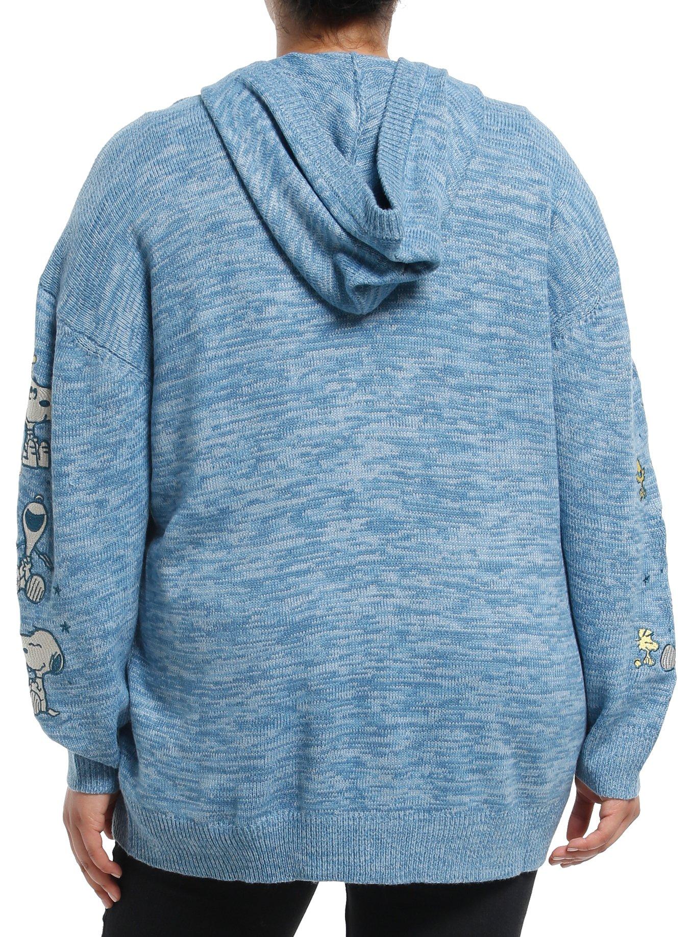 Peanuts Snoopy & Woodstock Girls Oversized Hooded Cardigan Plus Size, , hi-res