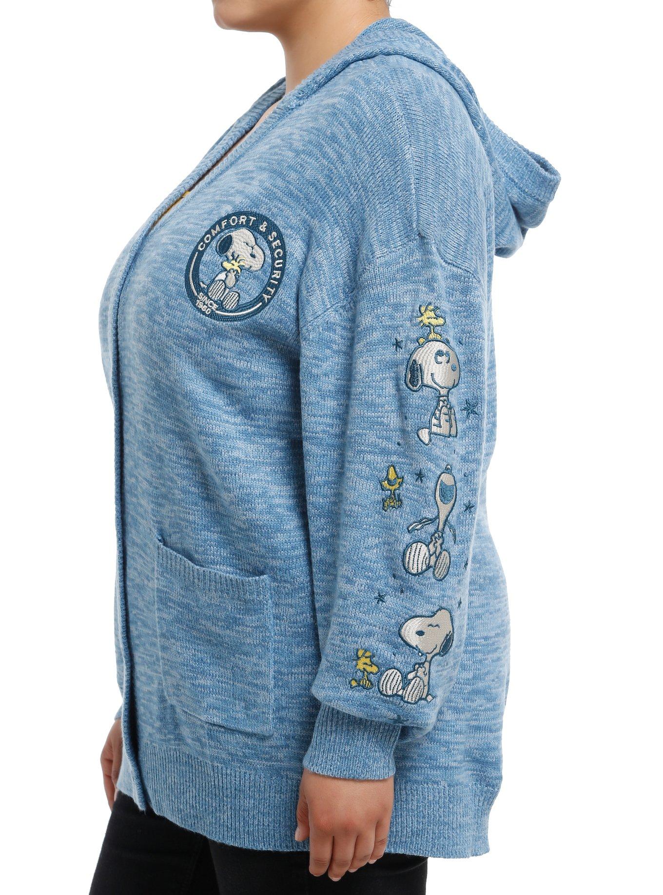 Peanuts Snoopy & Woodstock Girls Oversized Hooded Cardigan Plus Size, , alternate