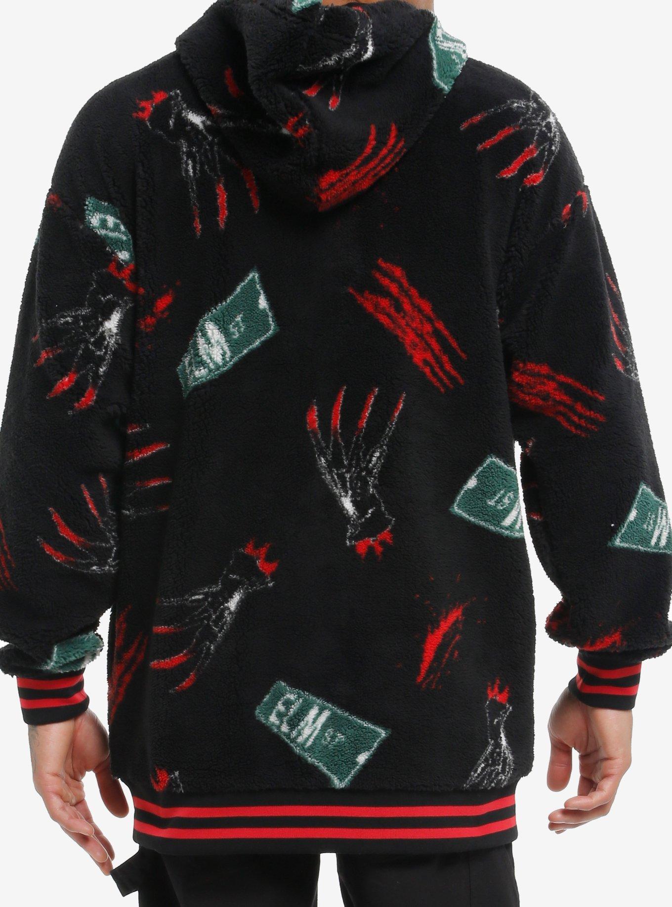 A Nightmare On Elm Street Oversized Fuzzy Hoodie, BLACK, alternate
