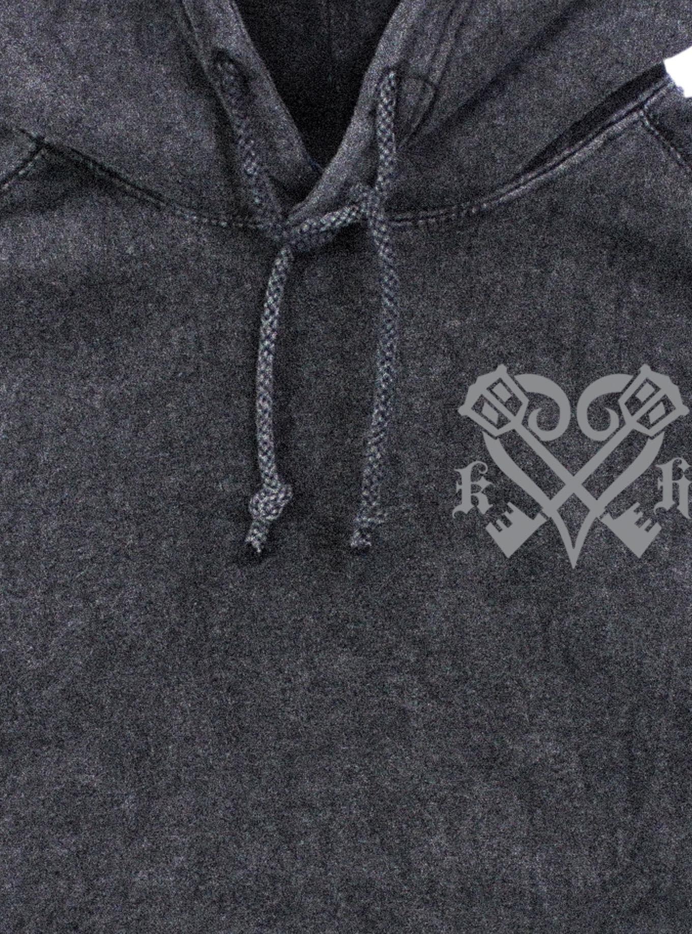 Disney Kingdom Hearts Kingdom Hearts Crest Mineral Wash Hoodie, BLACK, alternate