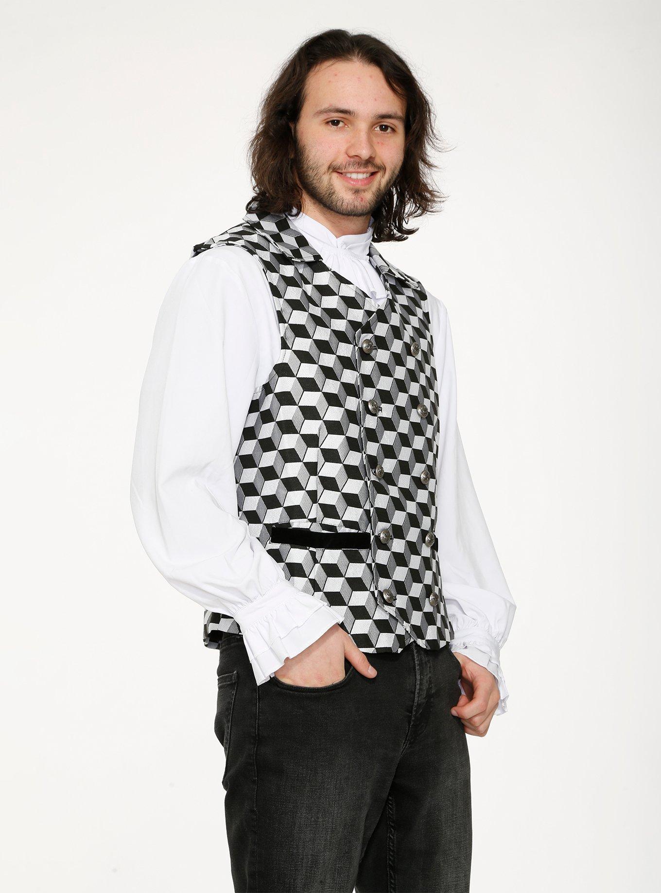 Black Checkmate Vest, BLACK  WHITE, alternate