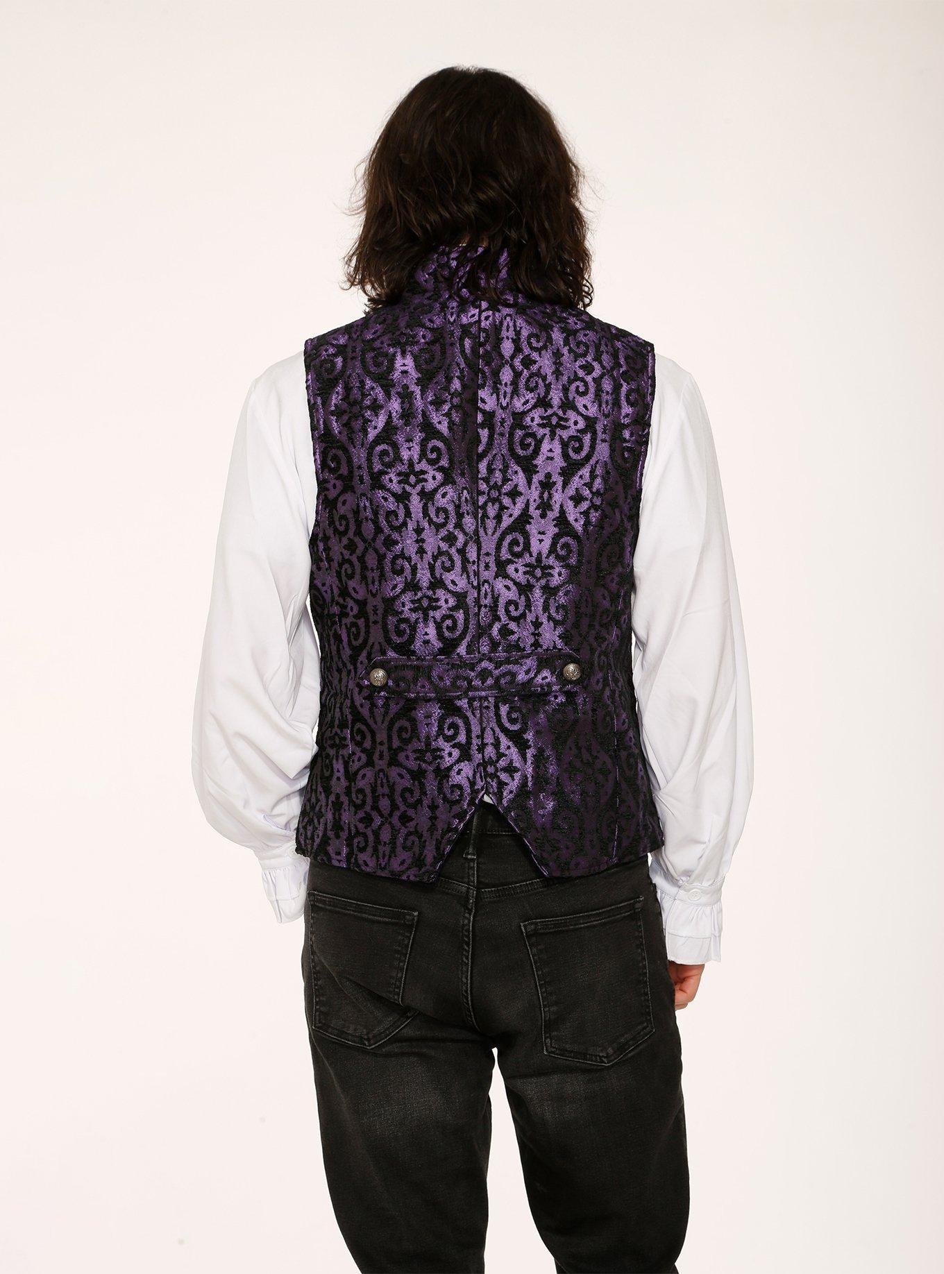Purple Brocade Vest, , hi-res