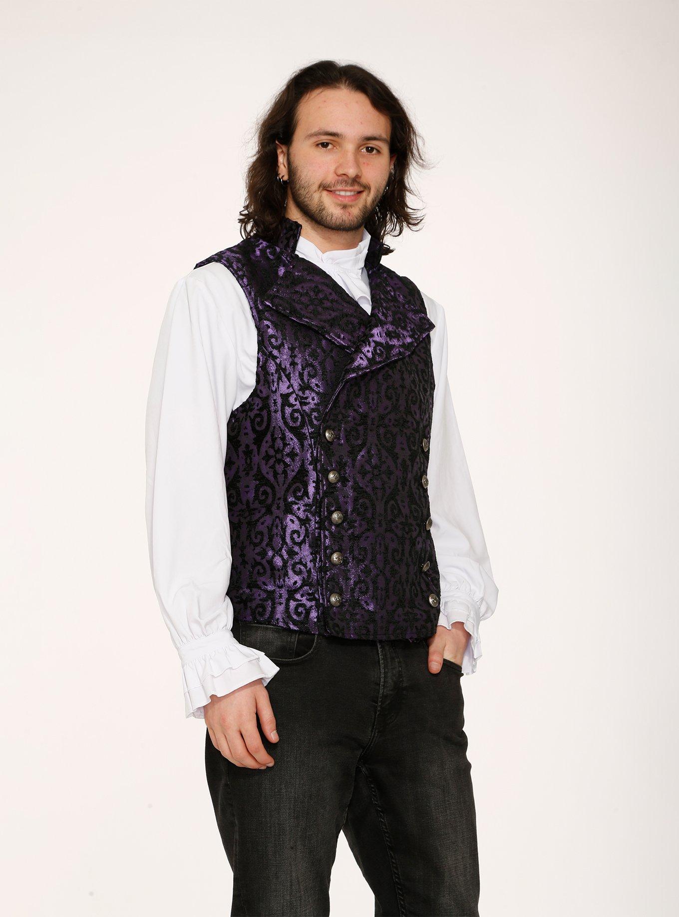 Purple Brocade Vest, PURPLE, alternate
