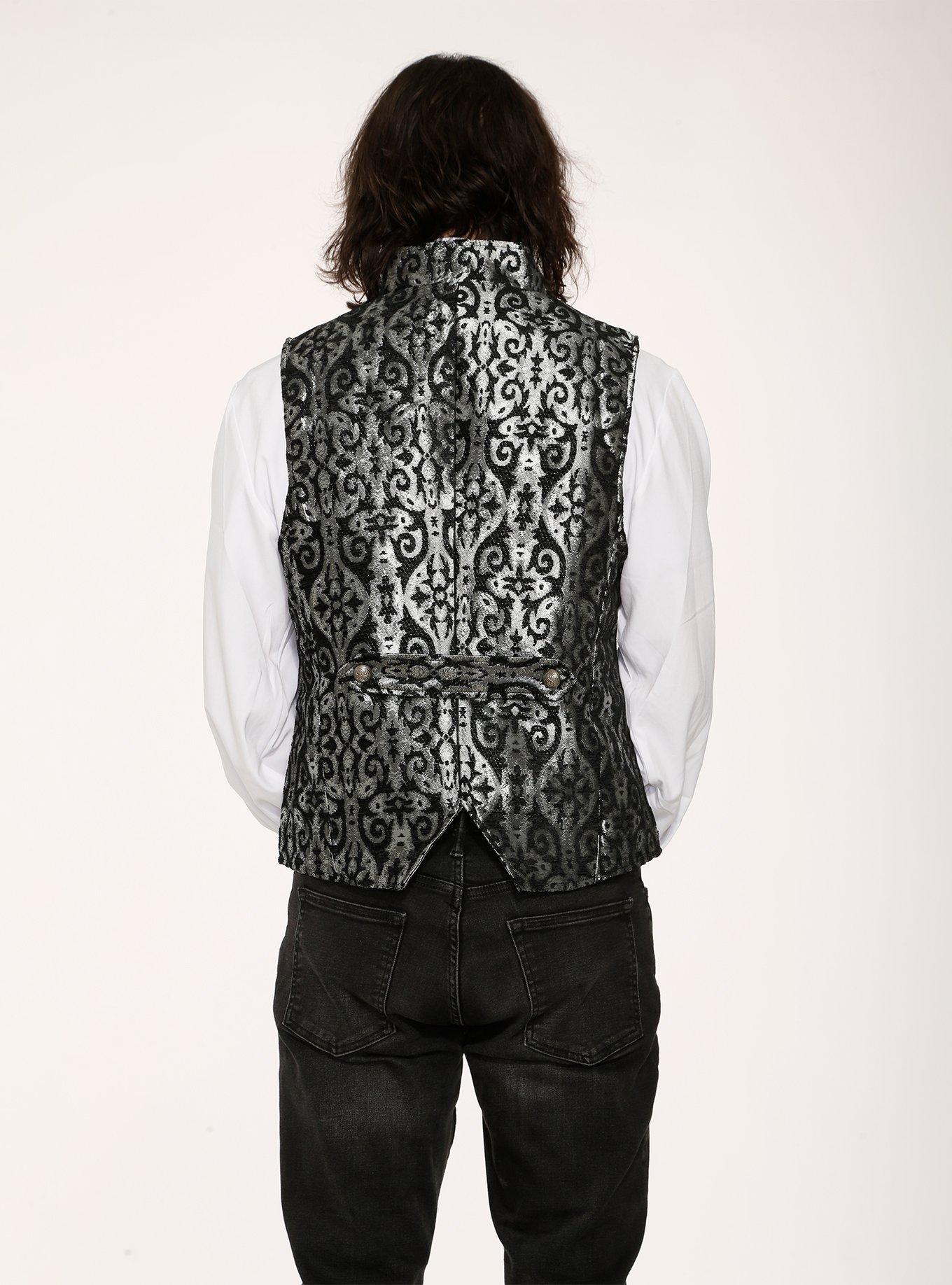 Silver Brocade Vest, , hi-res