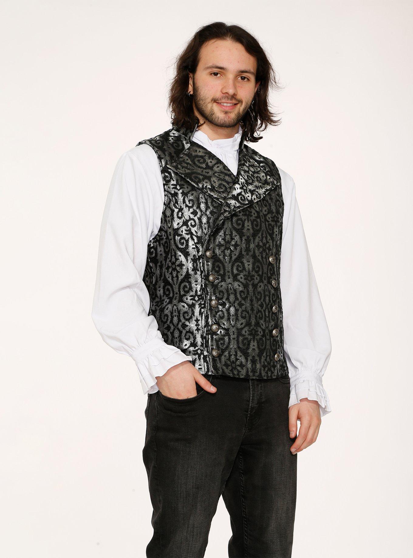Silver Brocade Vest, SILVER, alternate