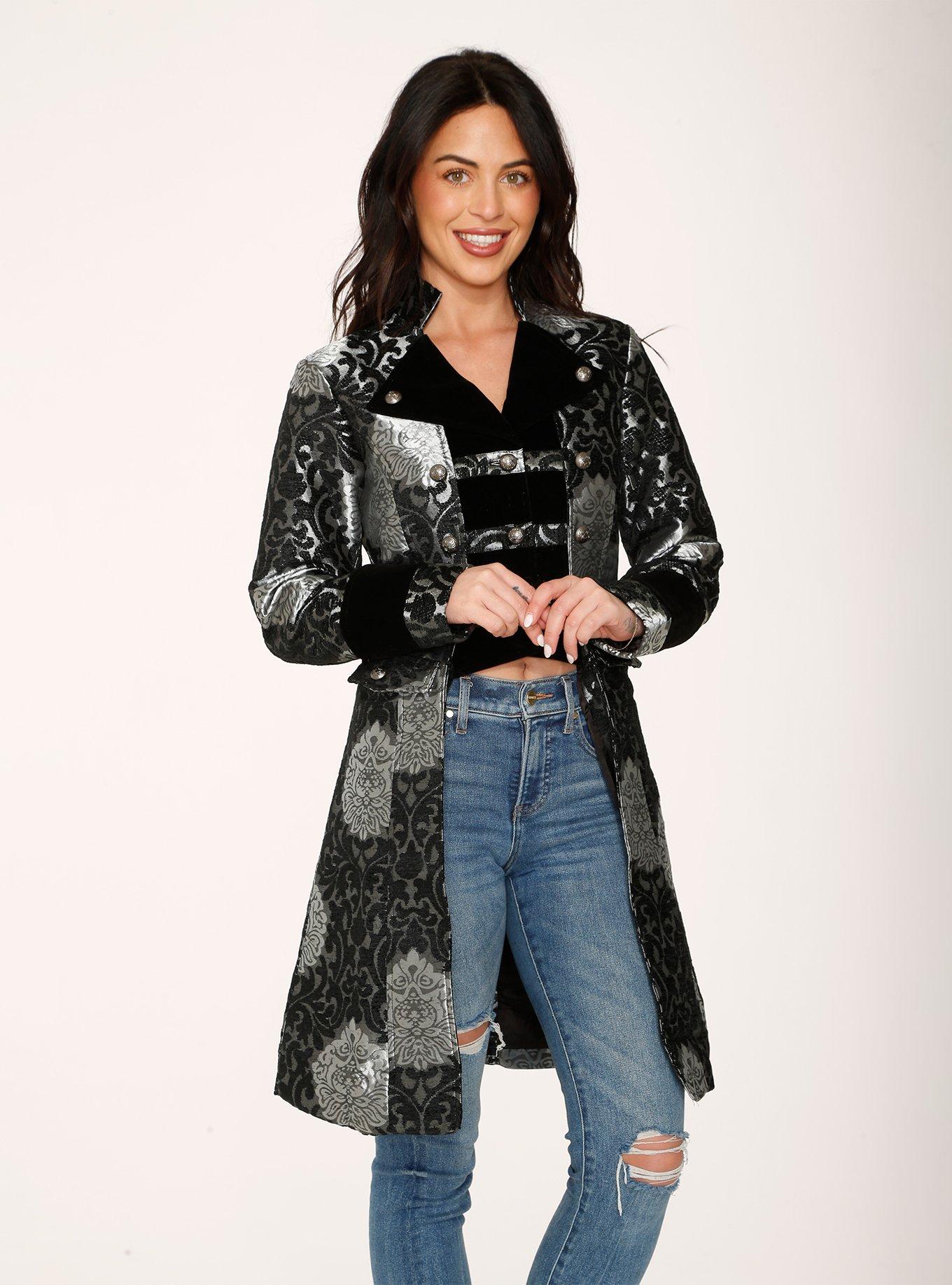 Silver Brocade Coat, SILVER, alternate