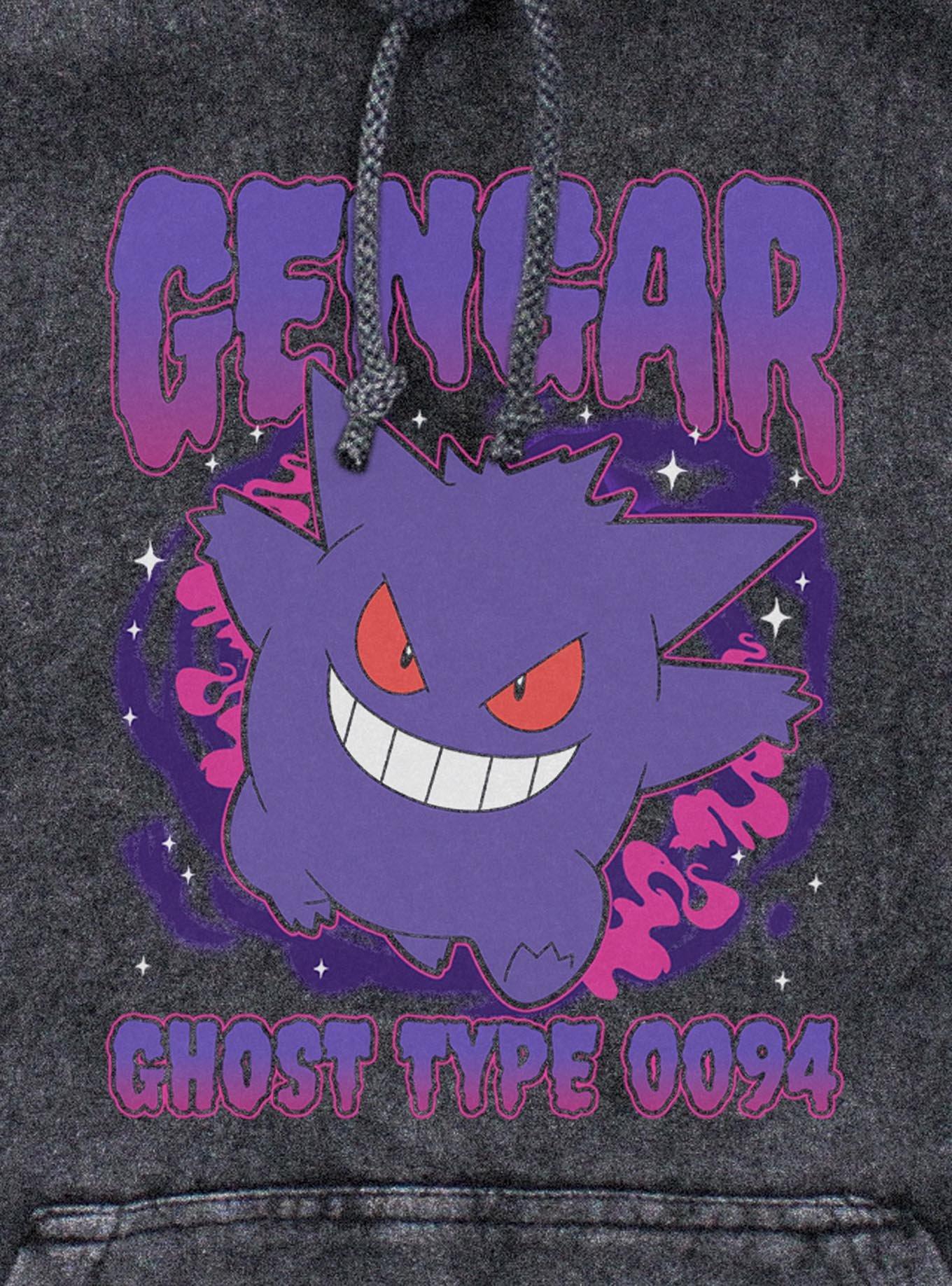 Pokemon Gengar Shadow Pokemon Mineral Wash Hoodie, BLACK, alternate