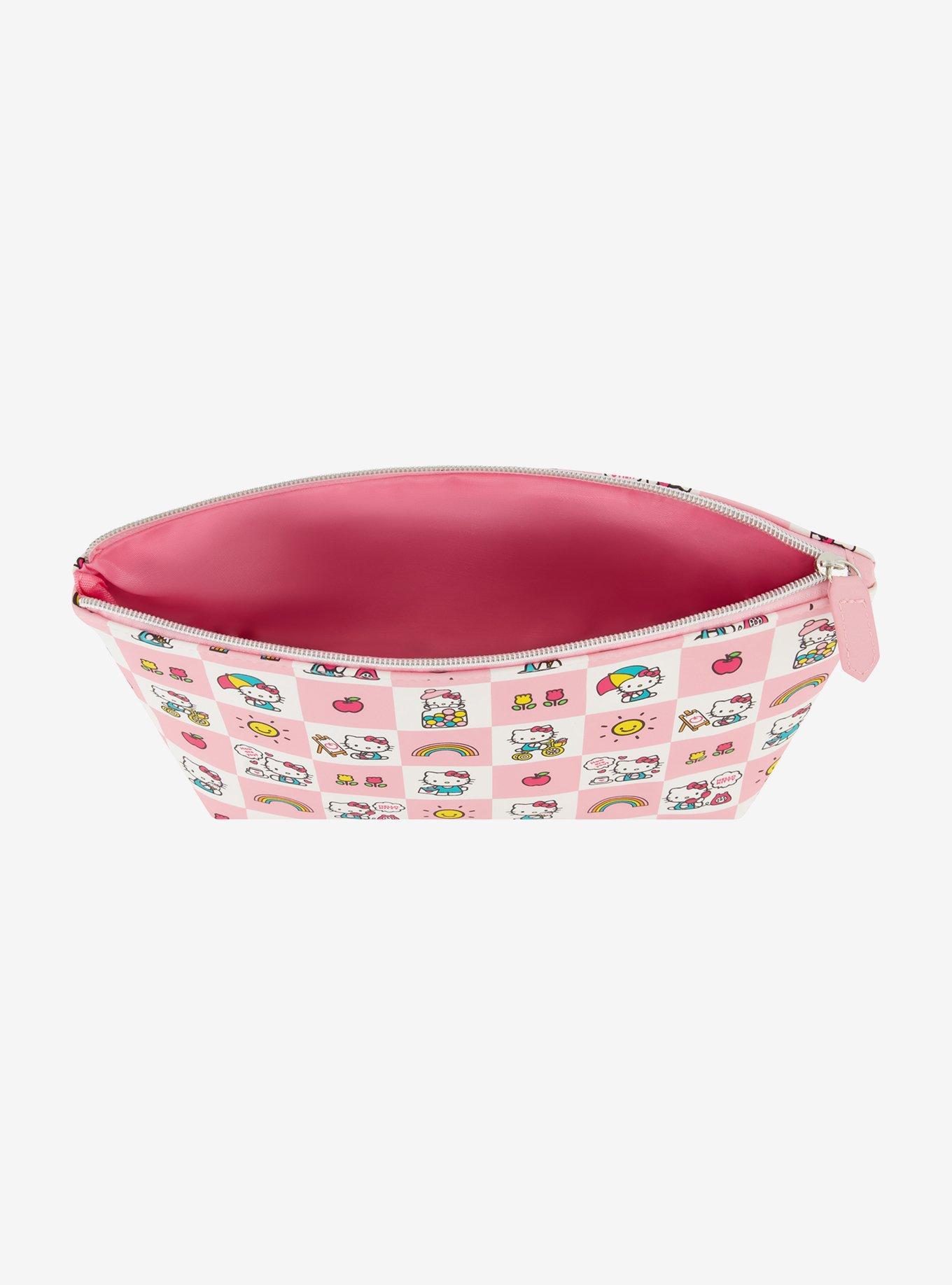 Hello Kitty Checkered Pastel Cosmetic Travel Bag, , alternate