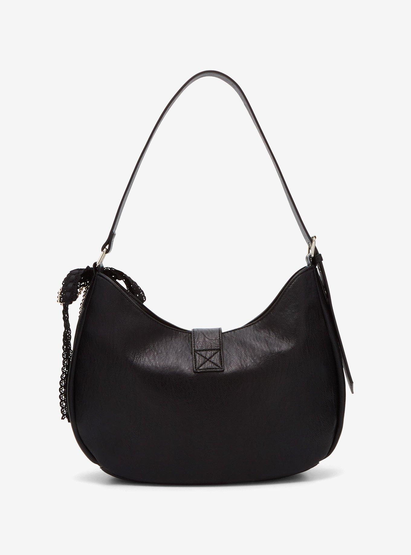Black Buckle Cherry Bow Shoulder Bag, , alternate