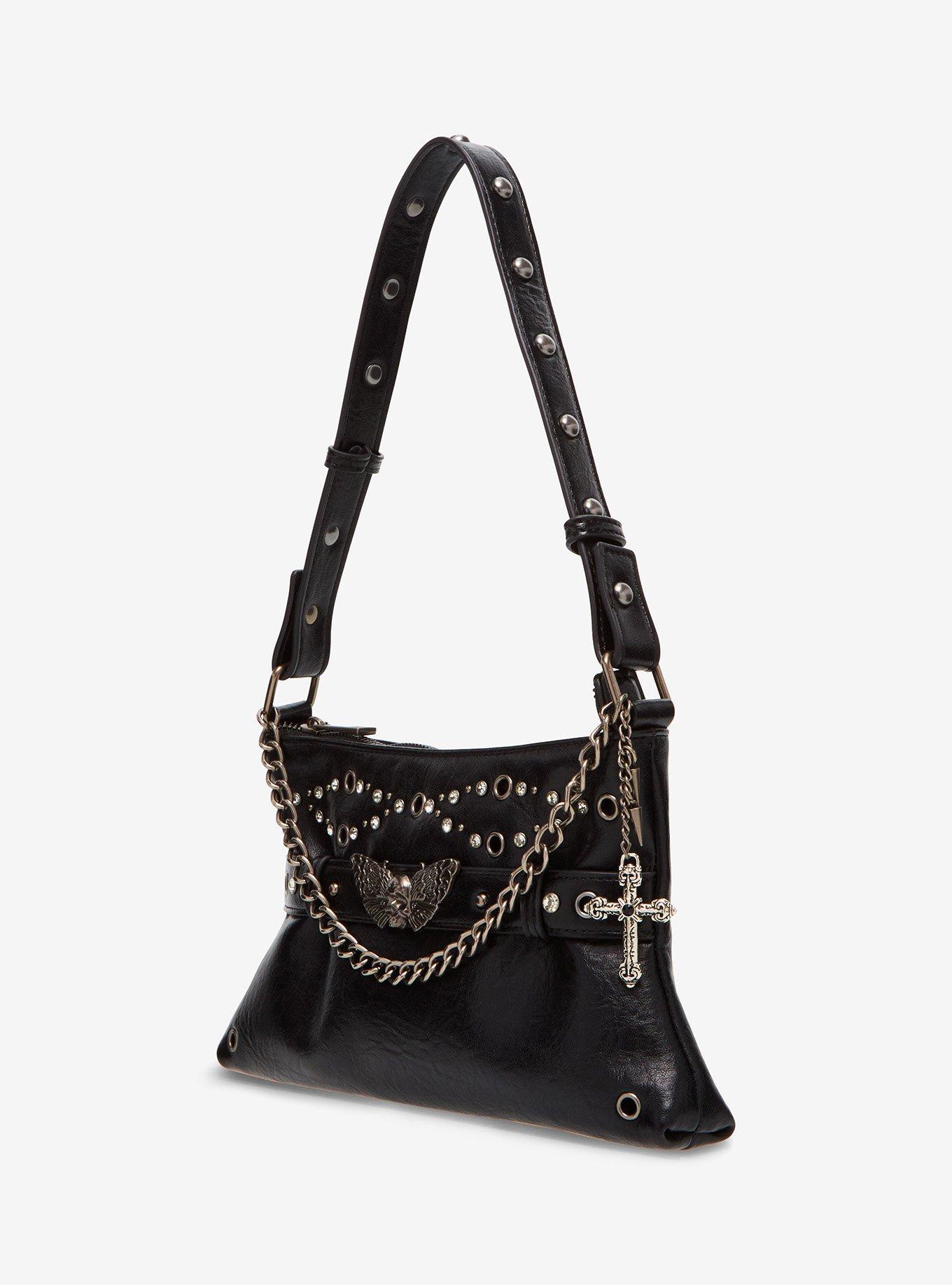 Death Moth Chain Charm Slouch Shoulder Bag, , hi-res