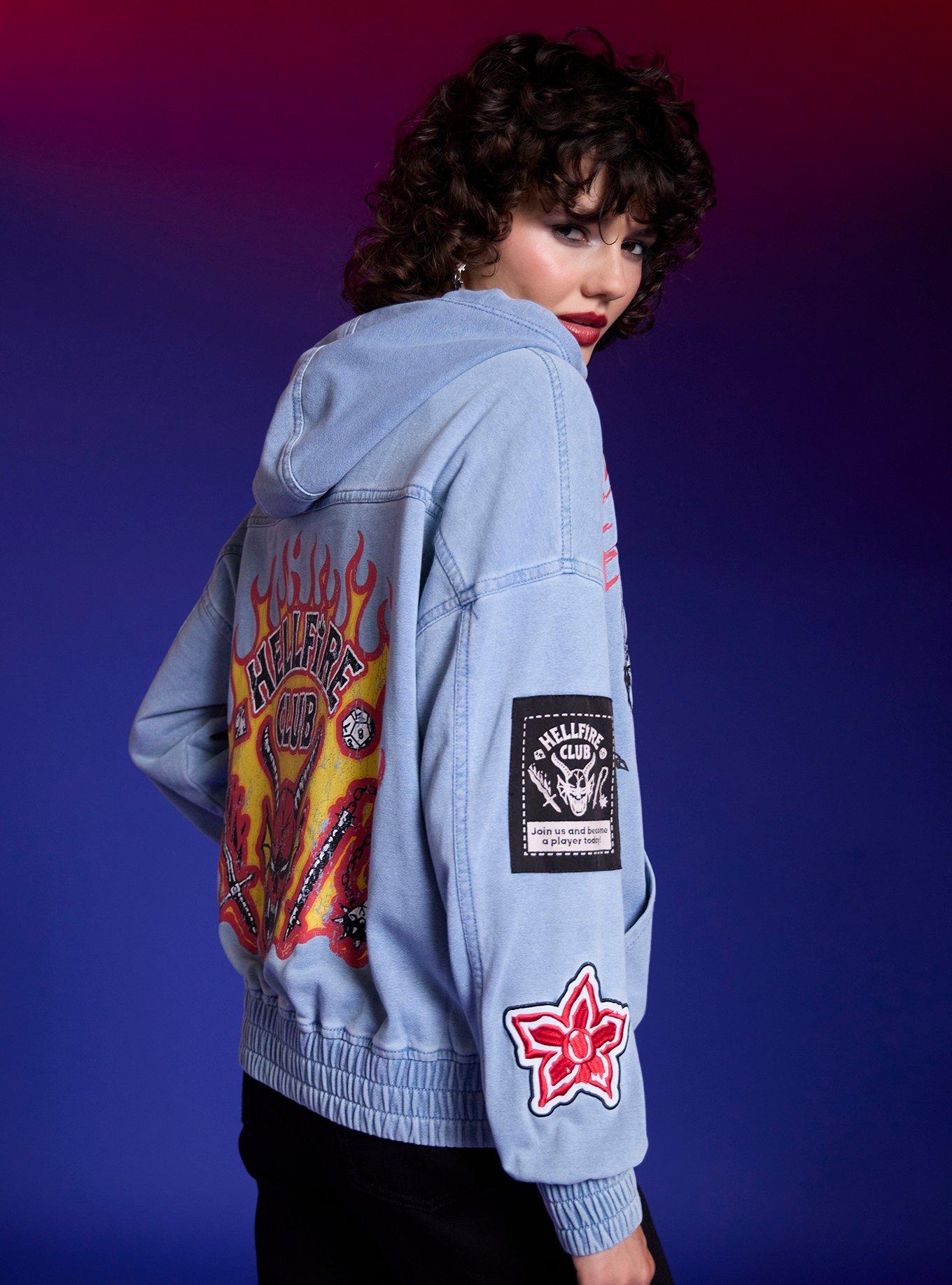 Stranger Things Hellfire Patches Girls Hoodie, MULTI, alternate