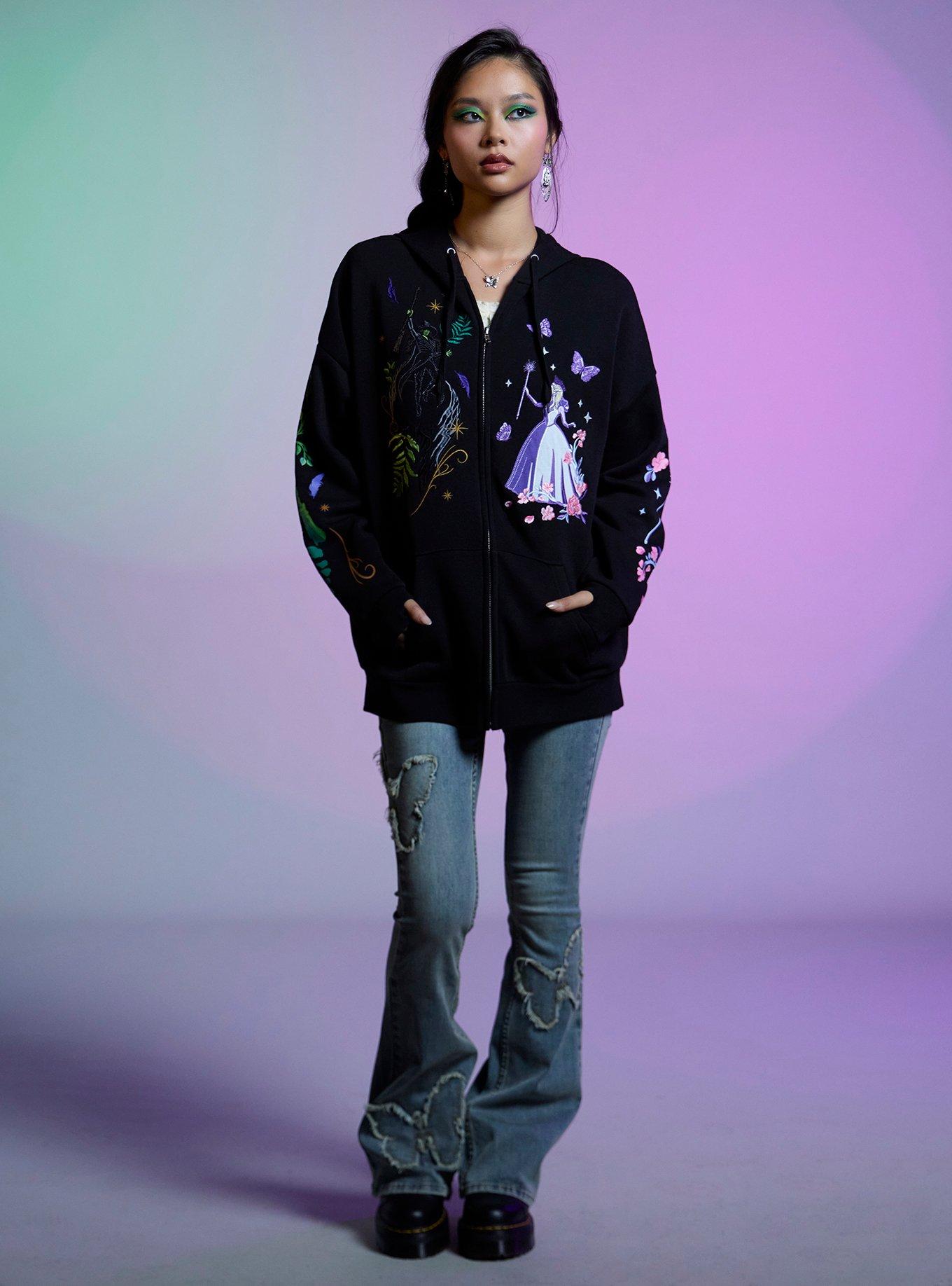 Her Universe Wicked Elphaba & Glinda Duo Embroidered Girls Hoodie, MULTI, alternate