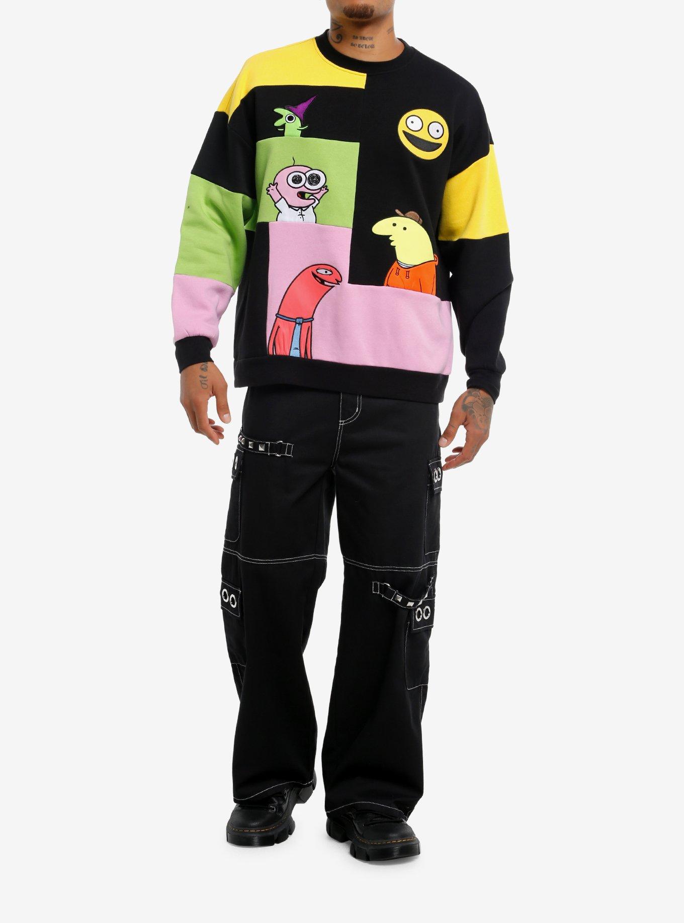Smiling Friends Character Color-Block Sweater, , hi-res