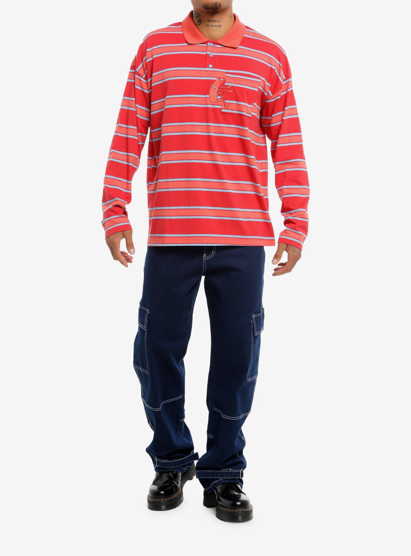 Smiling Friends Allan Stripe Long-Sleeve Polo Shirt, , hi-res