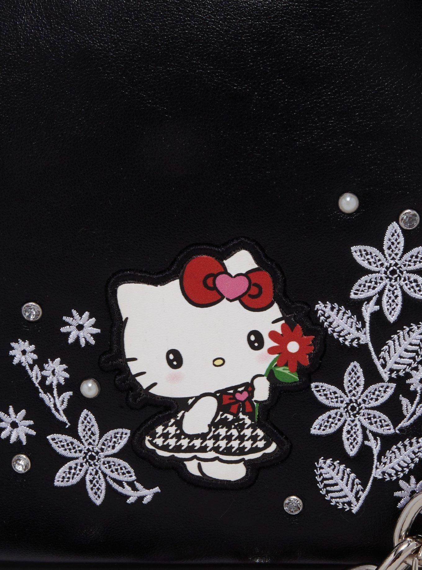 Sanrio Hello Kitty Houndstooth Floral Crossbody Bag - BoXLunch Exclusive, , alternate