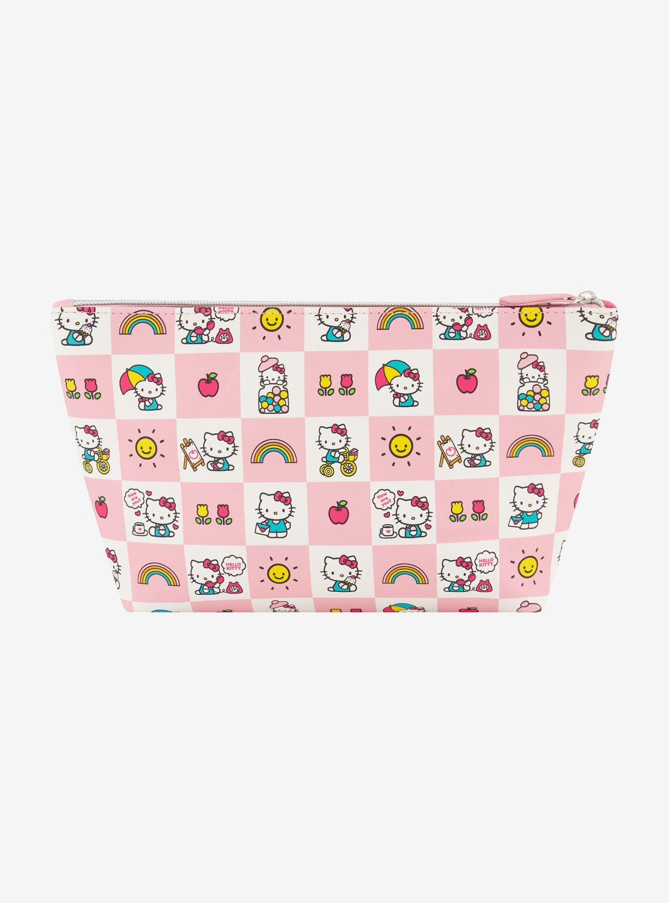 Hello Kitty Checkered Pastel Cosmetic Travel Bag, , hi-res