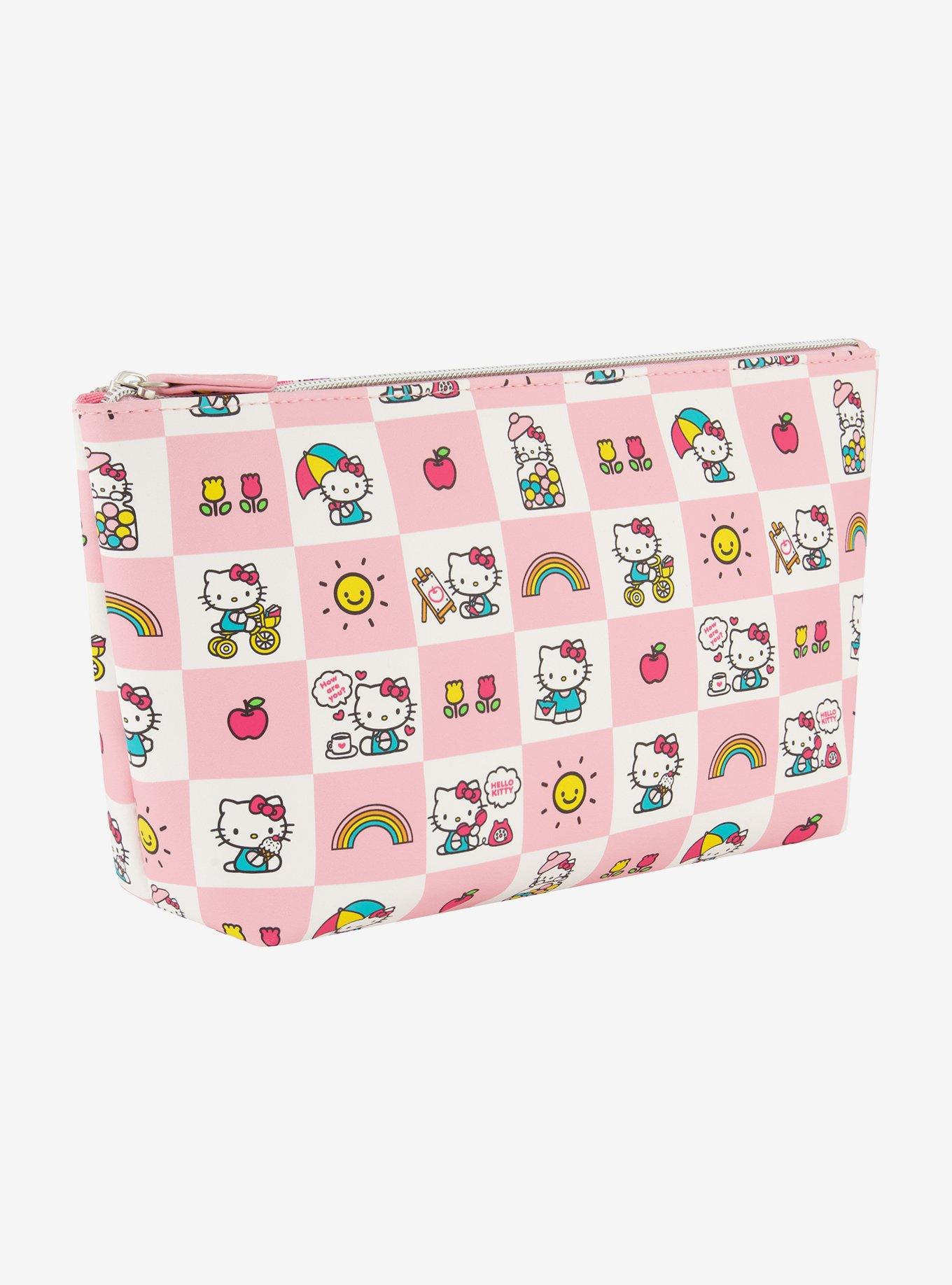 Hello Kitty Checkered Pastel Cosmetic Travel Bag, , alternate