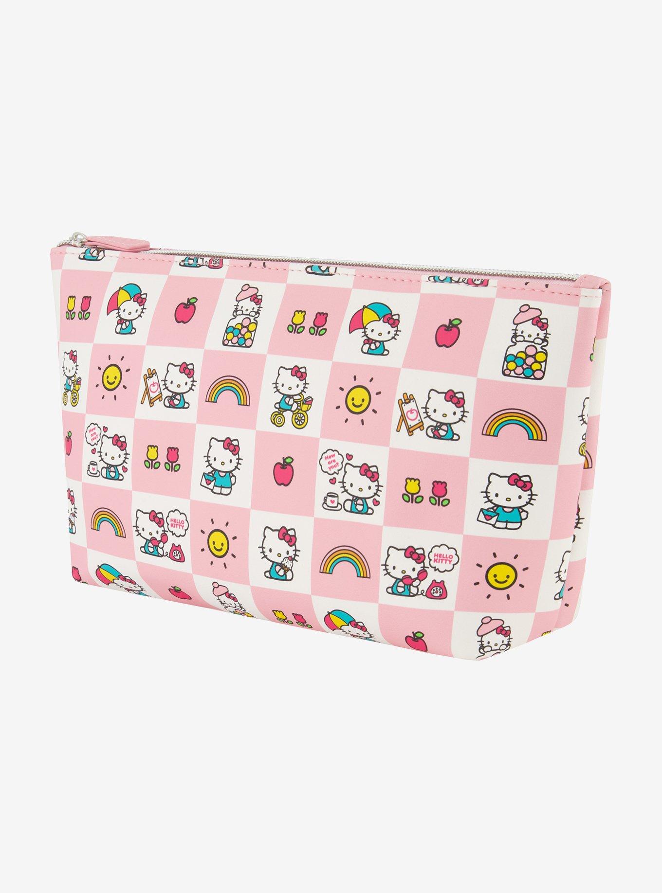 Hello Kitty Checkered Pastel Cosmetic Travel Bag, , alternate