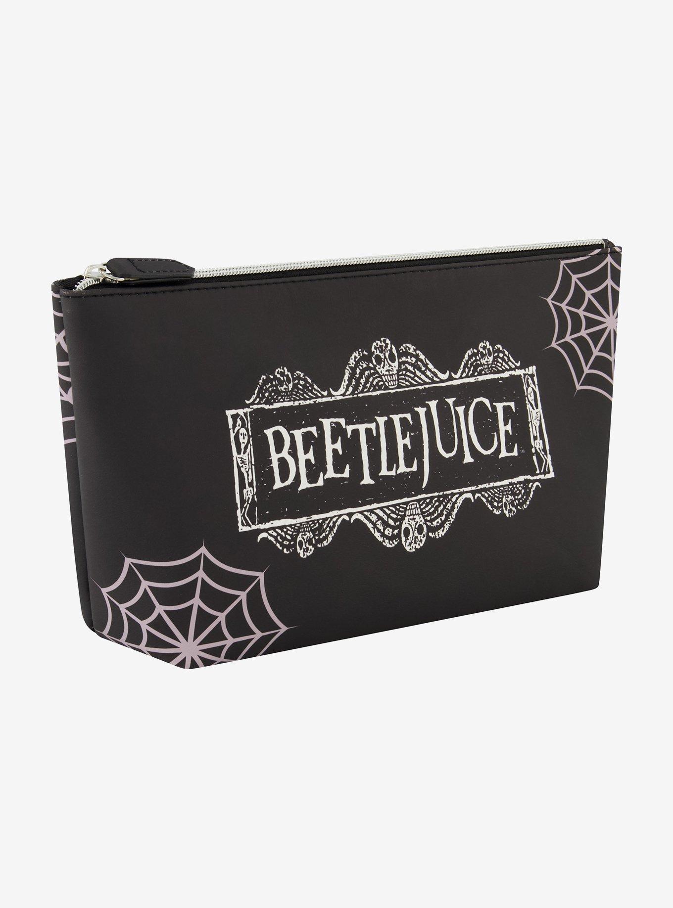 Beetlejuice Logo Spiderweb Cosmetic Travel Bag, , alternate