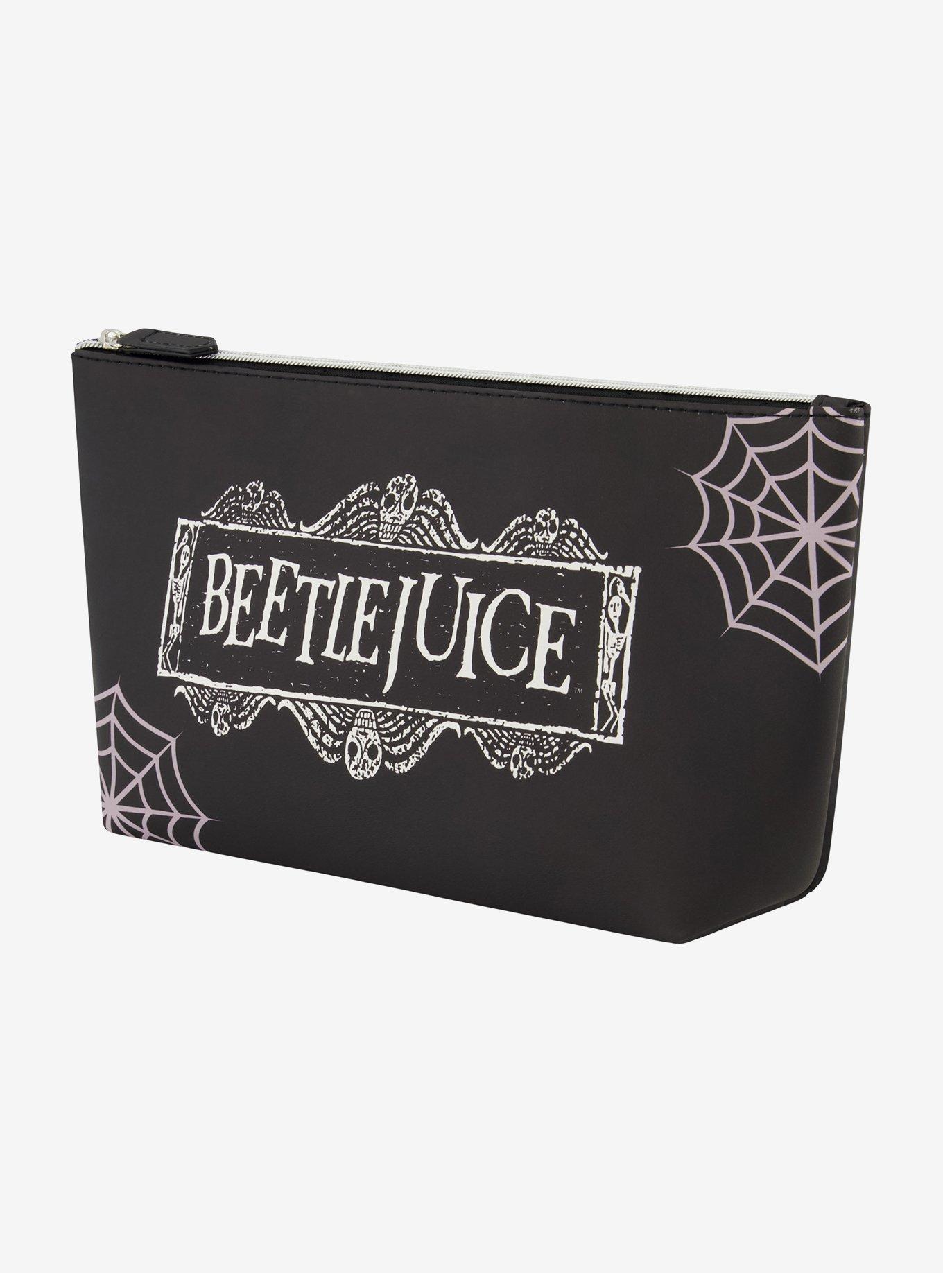Beetlejuice Logo Spiderweb Cosmetic Travel Bag, , alternate