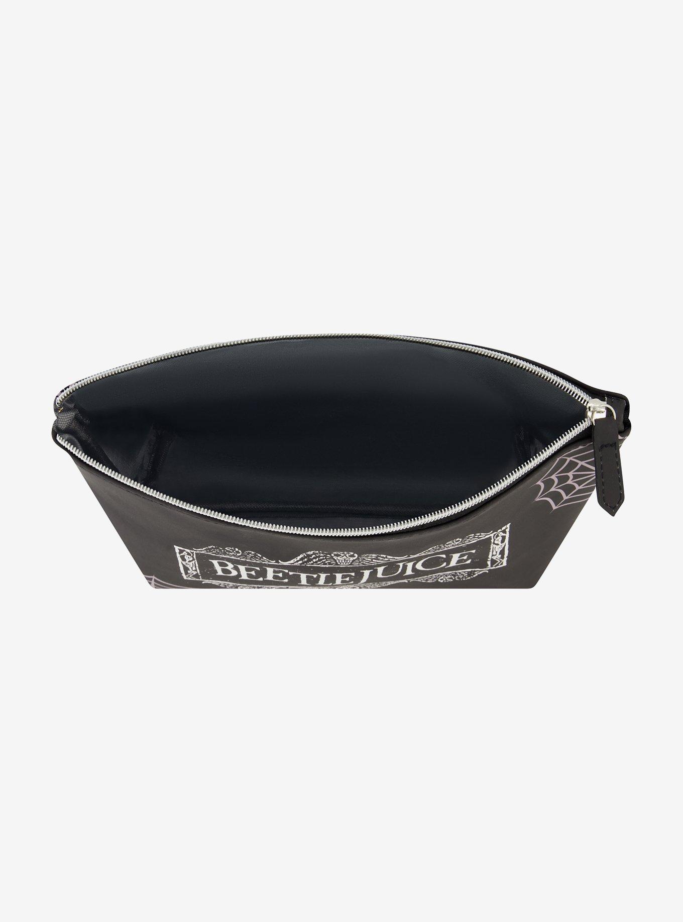 Beetlejuice Logo Spiderweb Cosmetic Travel Bag, , alternate