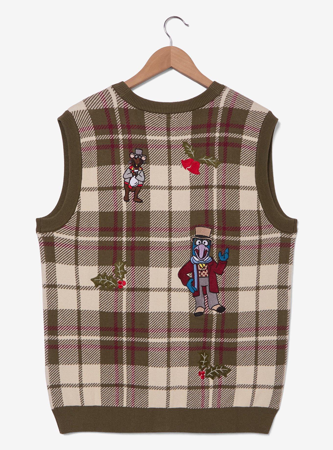 The Muppets Christmas Carol Embroidered Plaid Sweater Vest - BoxLunch Exclusive, , hi-res