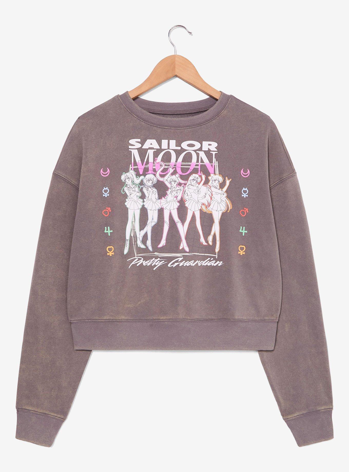 Sailor Moon Tonal Group Portrait Women's Cropped Crewneck - BoxLunch Exclusive, , hi-res