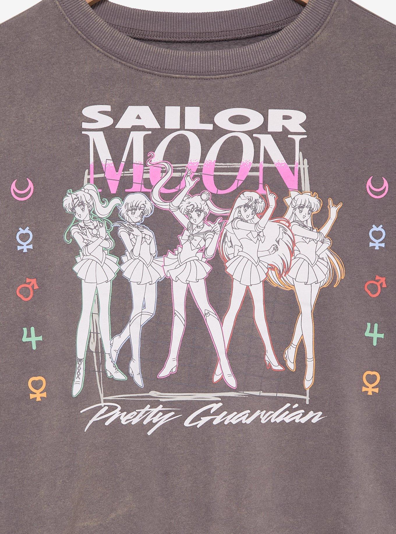 Sailor Moon Tonal Group Portrait Women's Cropped Crewneck - BoxLunch Exclusive, STONE, alternate