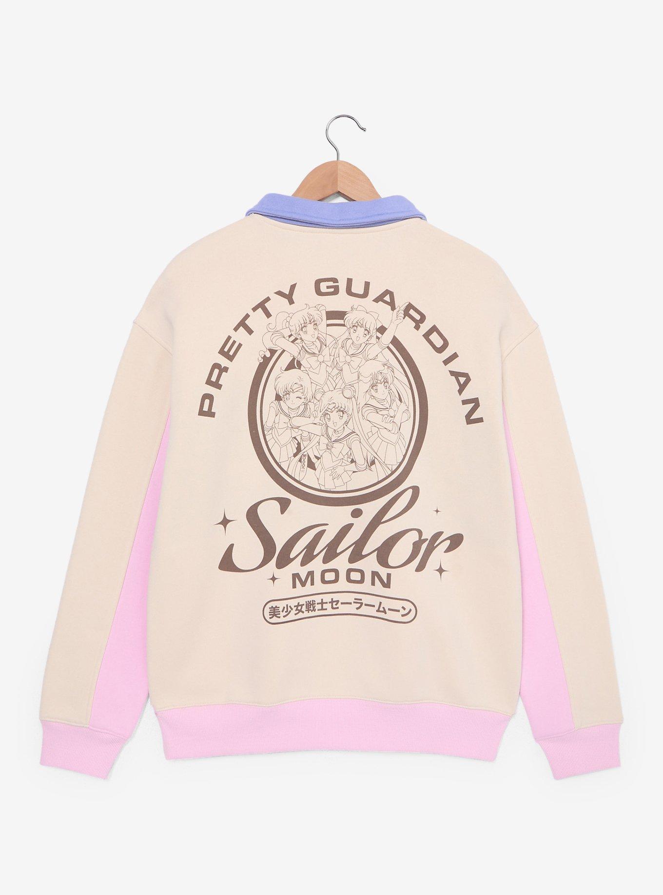 Sailor Moon Color Block Women's Quarter Zip Crewneck - BoxLunch Exclusive, PINK, alternate