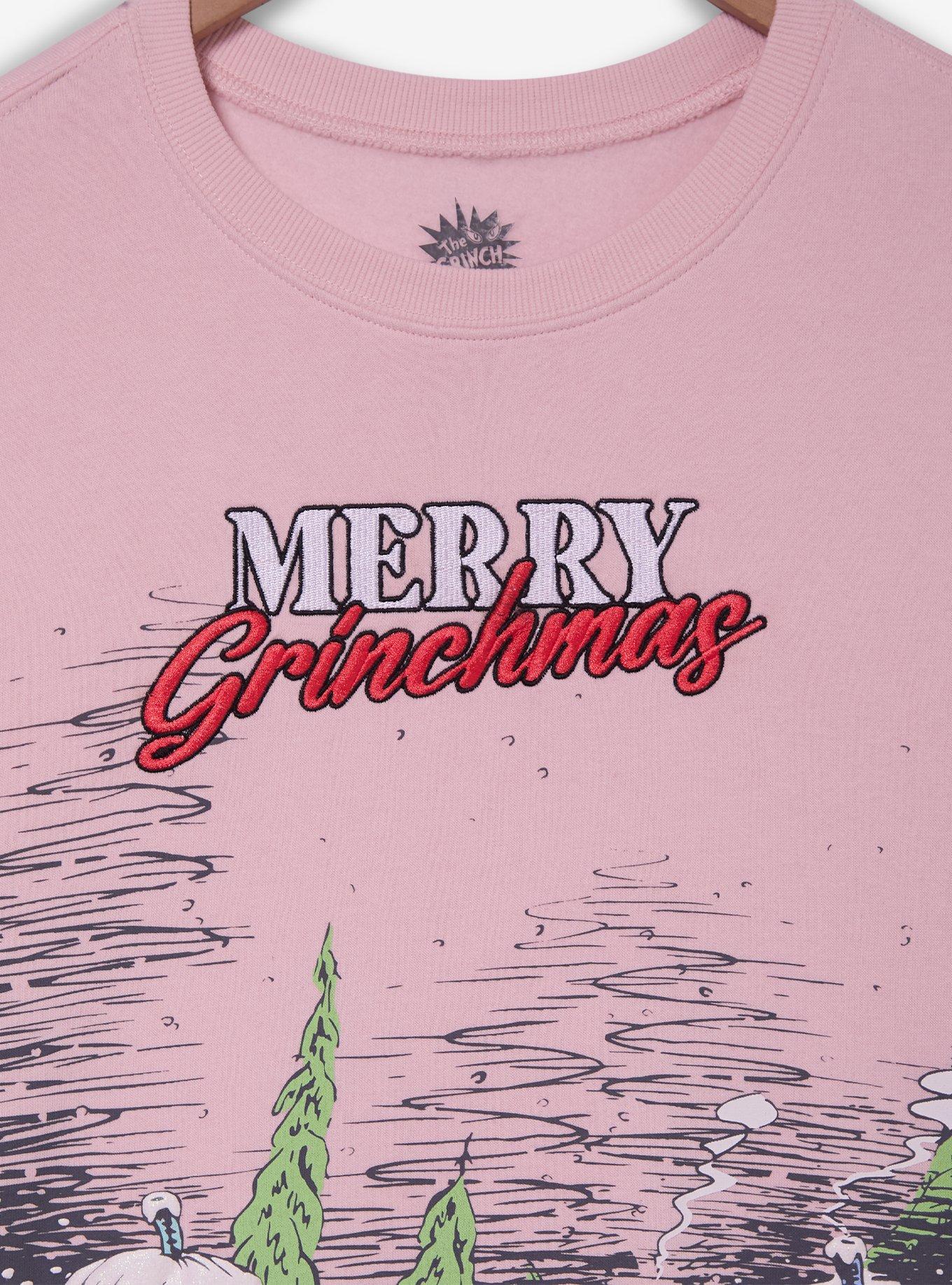 How the Grinch Stole Christmas Merry Grinchmas Women's Crewneck — BoxLunch Exclusive, LIGHT PINK, alternate