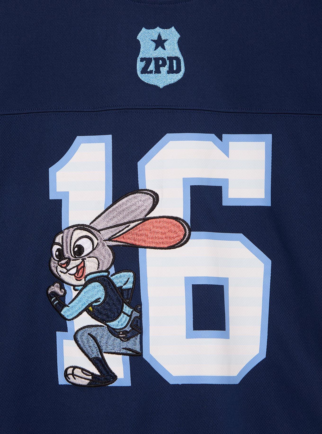 Disney Zootopia Judy Hopps Women's Cropped Football Jersey - BoxLunch Exclusive, NAVY, alternate