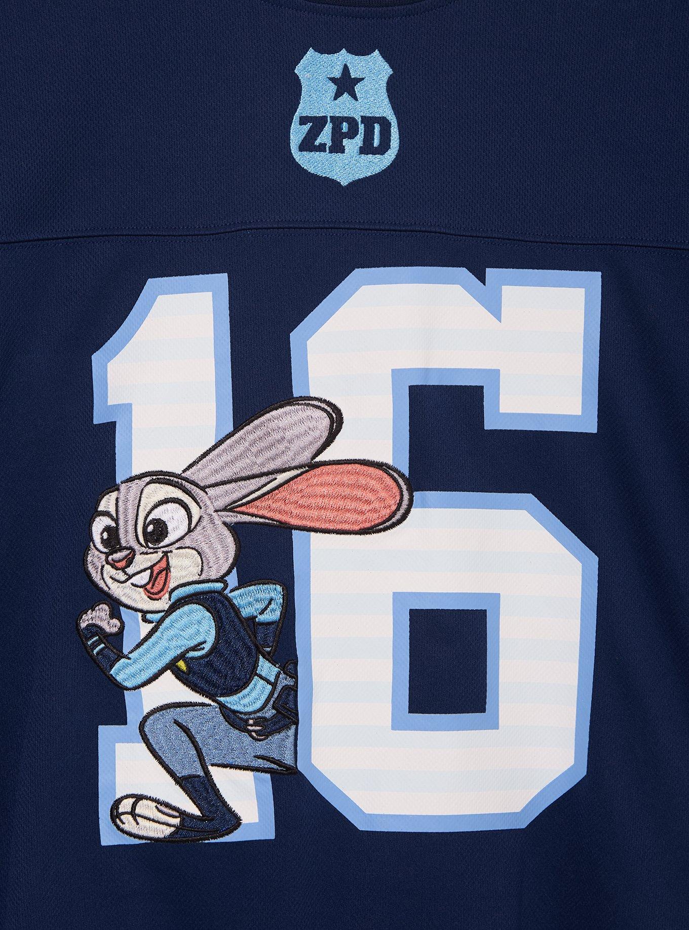 Disney Zootopia Judy Hopps Women's Plus Size Cropped Football Jersey - BoxLunch Exclusive, NAVY, alternate