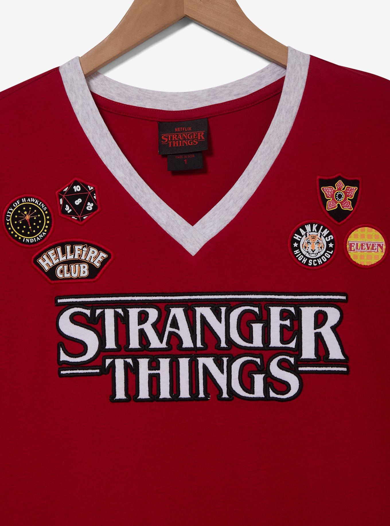 Stranger Things Patches Women's Plus Size Cropped T-Shirt - BoxLunch Exclusive, RED, alternate