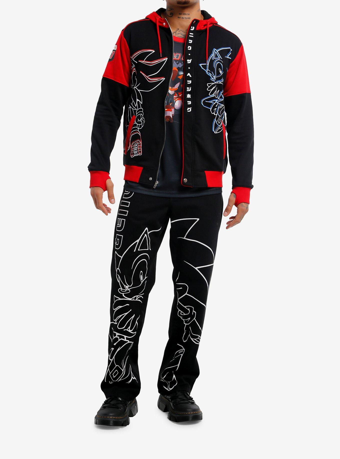 Sonic The Hedgehog Shadow & Sonic Outline Hoodie, BLACK, alternate