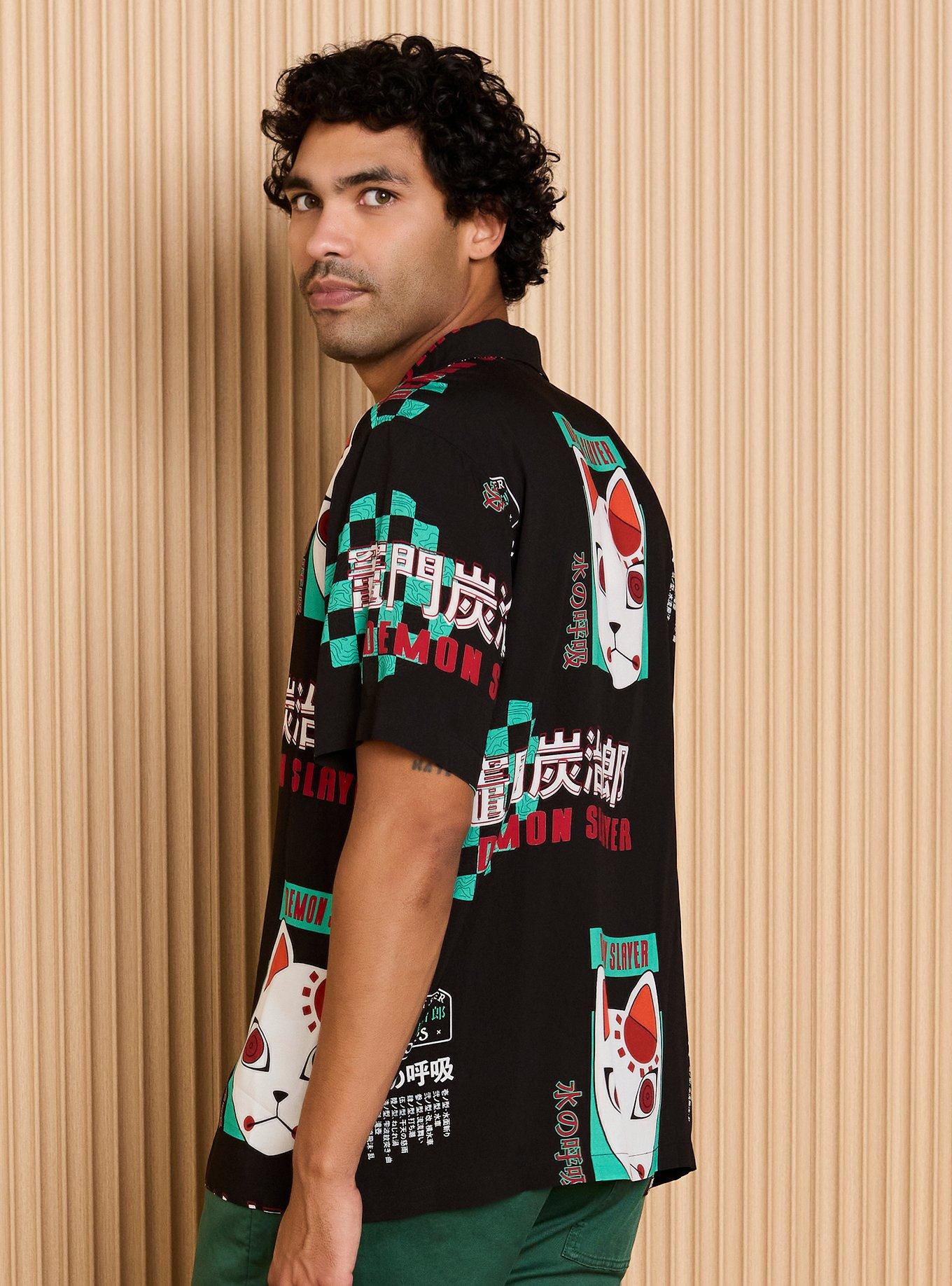 Demon Slayer: Kimetsu no Yaiba Tanjiro's Mask Allover Print Woven Button-Up