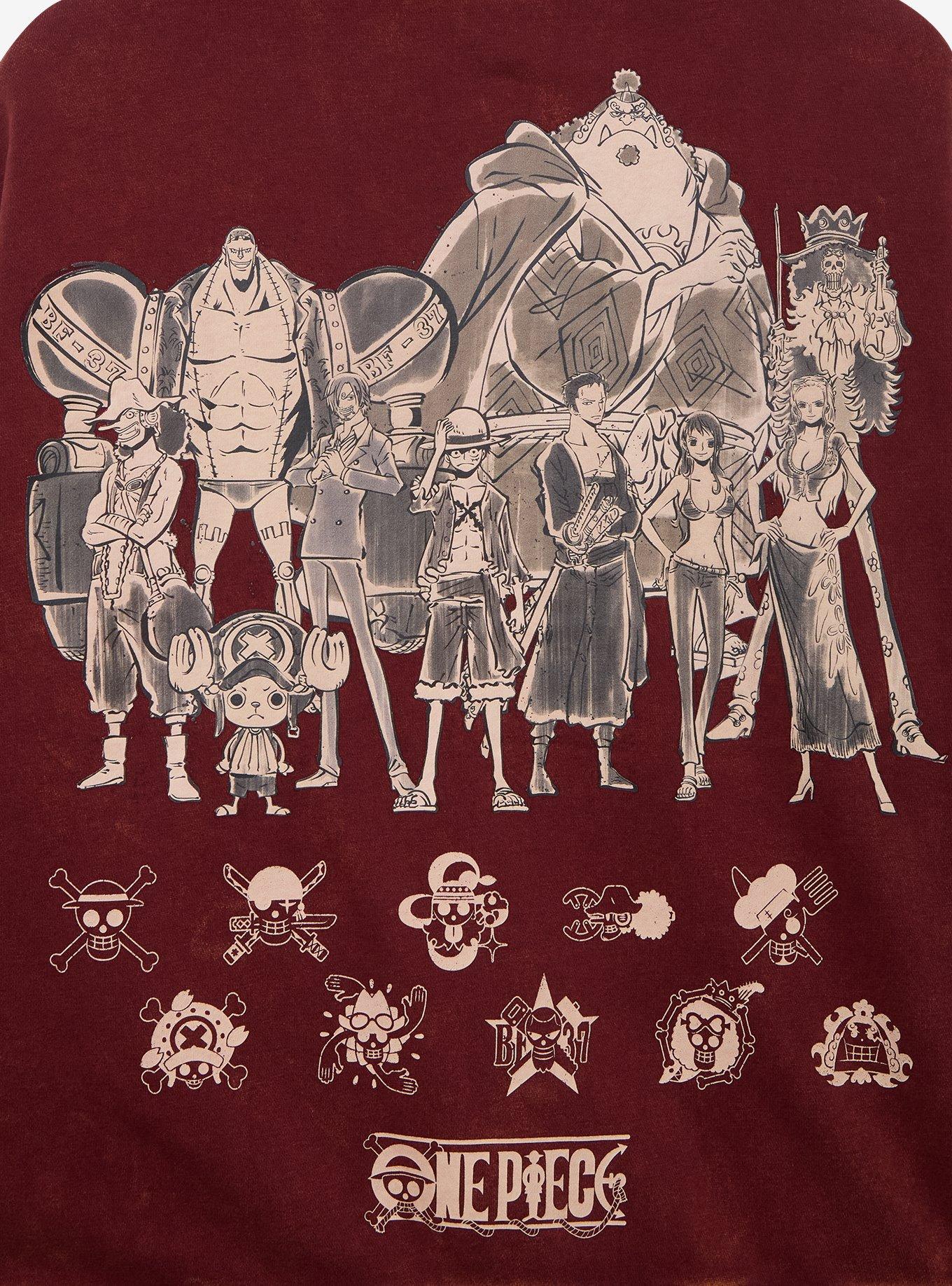 One Piece Straw Hat Crew Tonal Title Zippered Hoodie - BoxLunch Exclusive