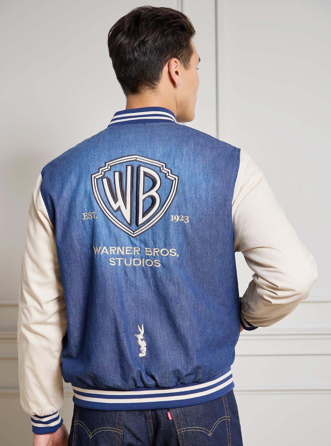 Warner Bros. Studios Denim Varsity Jacket (BoxLunch 10th Anniversary) — BoxLunch Exclusive, , hi-res