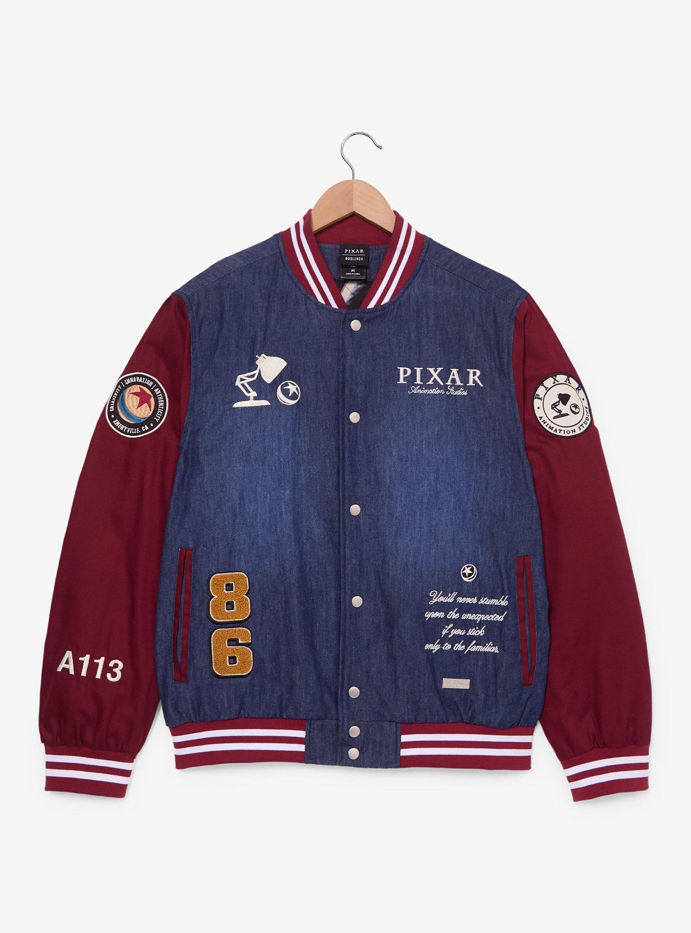 Pixar Studios Denim Varsity Jacket (BoxLunch 10th Anniversary) — BoxLunch Exclusive, , hi-res